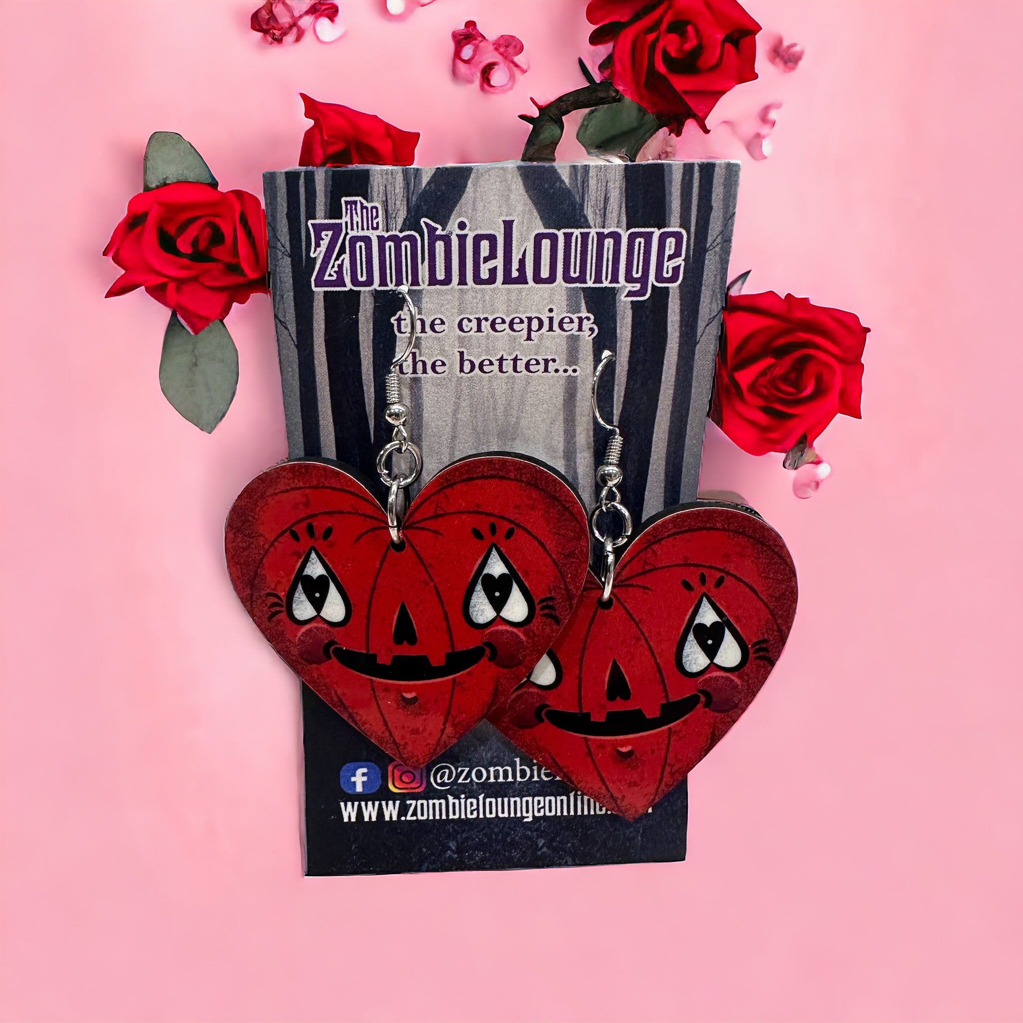 Johanna Parker Valloween Heart Earrings - Cute Halloween Jewelry for Women, Dainty Heart-Shaped Stud Earrings - Perfect for Halloween Costumes, Parties, and Everyday Wear