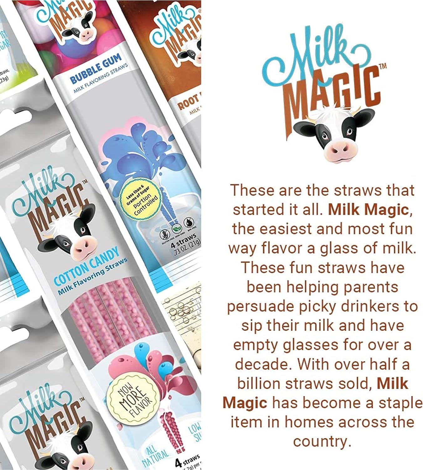 Strawberry Milk Flavoring Straws - Pack of 72 Fun & Tasty Milk Magic Straws for Kids & Adults | Perfect for School Lunches, Parties & Healthy Snacks