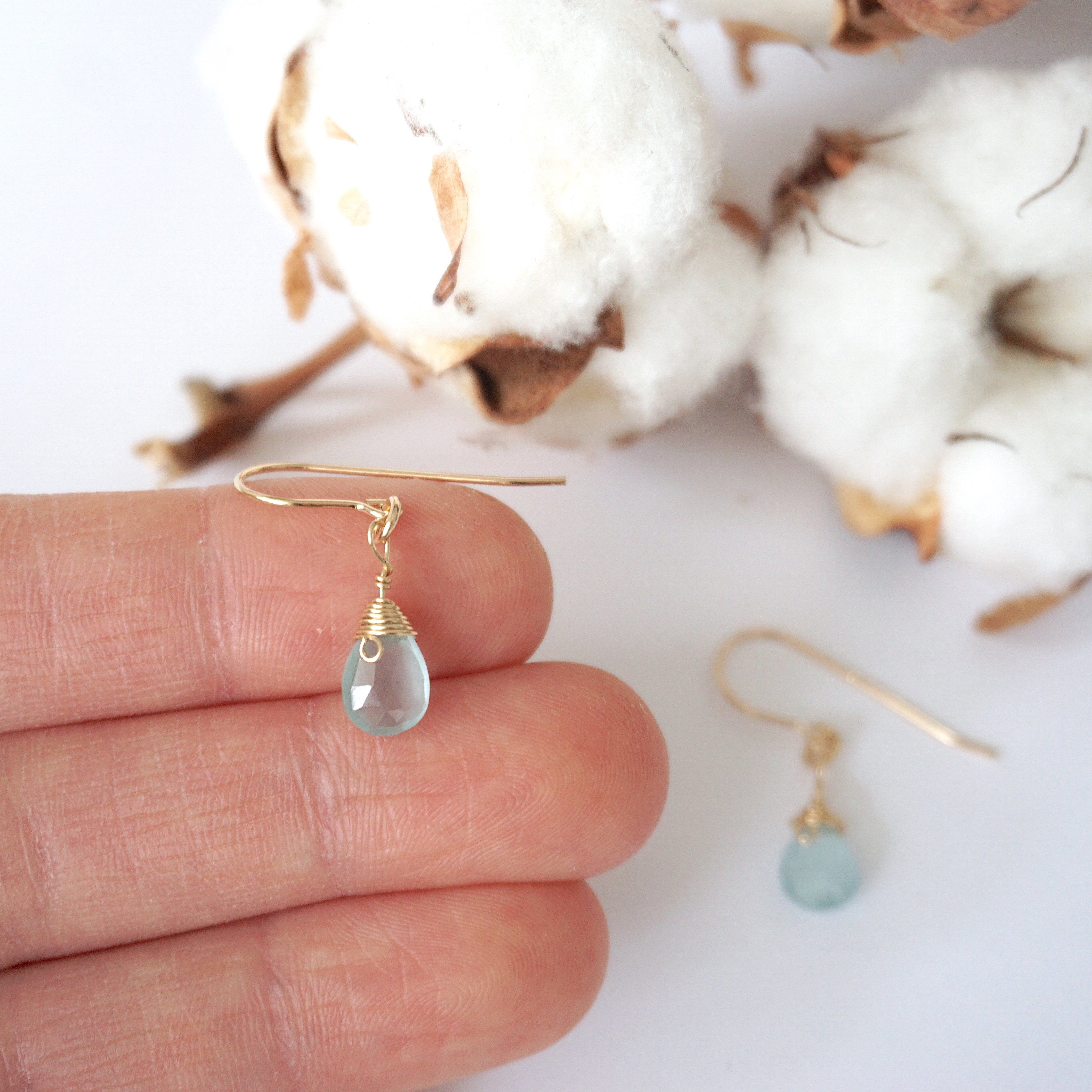Aquamarine Teardrop Earrings - 14k Gold Filled Dangle Earrings for Women | Elegant Jewelry Gift for Birthday, Wedding & Special Occasions