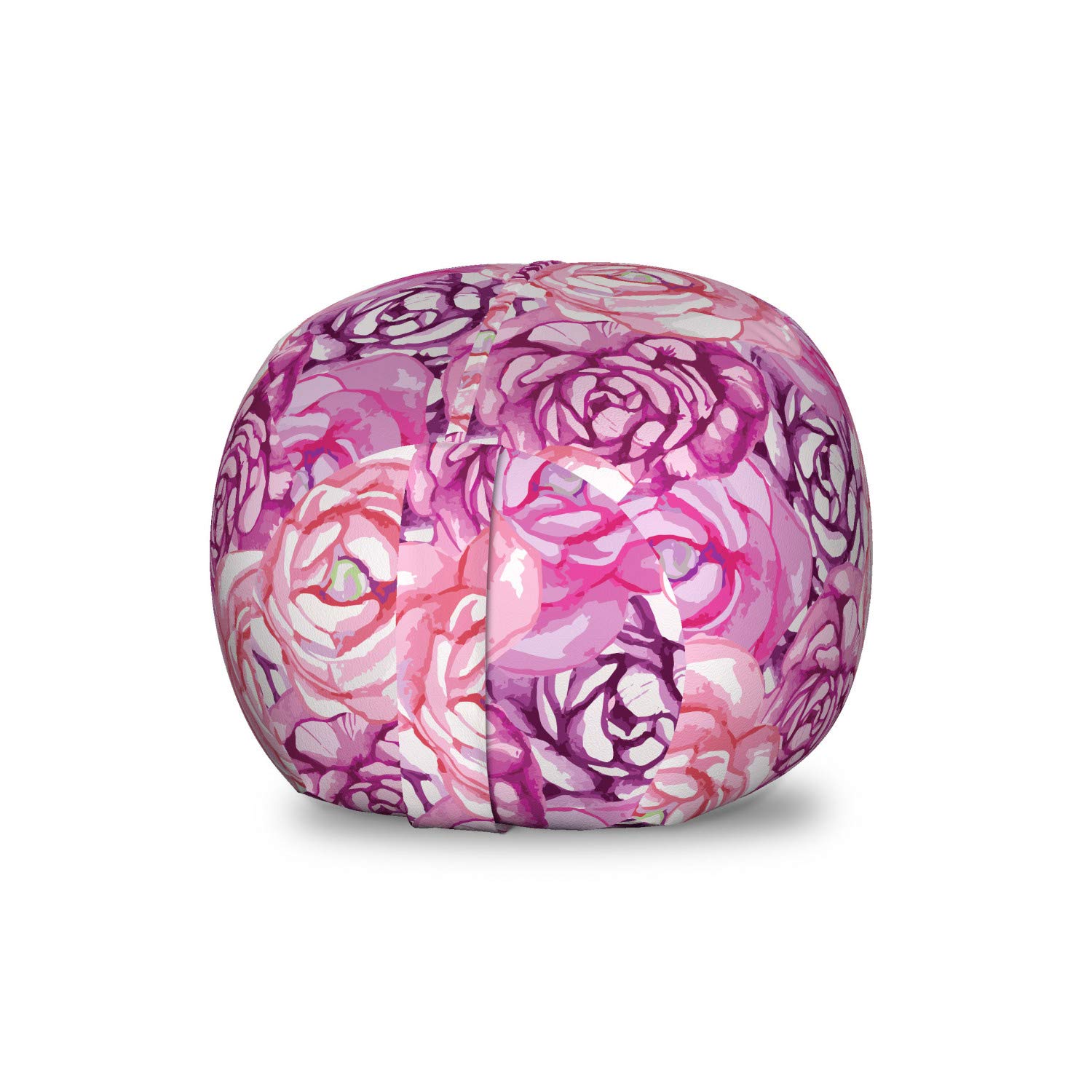 Ambesonne Floral Storage Toy Bag Chair - Vintage Rose Bloom Petals Design, Washable Stuffed Animal Organizer (Small Size, Rose Fuchsia Magenta) | Perfect for Kids' Room, Nursery Organization & Pet Toy Storage