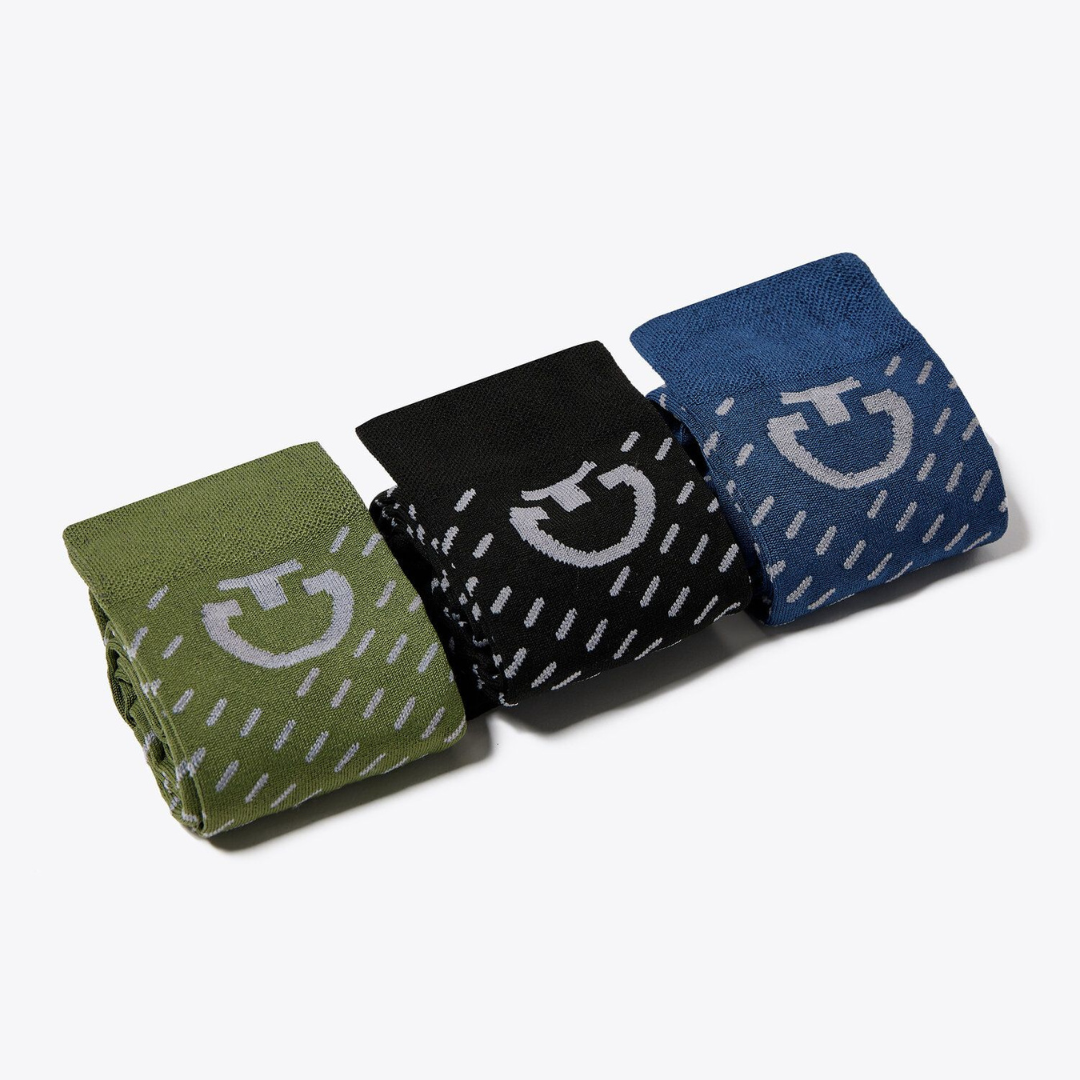 Breathable Cotton Socks 3-Pack for Men & Women - Comfortable & Moisture-Wicking for Running, Hiking & Daily Wear - Cavalleria Toscana Style
