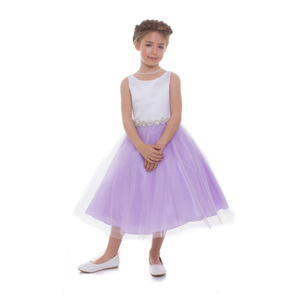 Elegant Lilac Rhinestone Belt Bridesmaid Dress for Big Girls - Sizes 8-16 | Perfect for Junior Bridesmaids, Flower Girls & Special Occasions