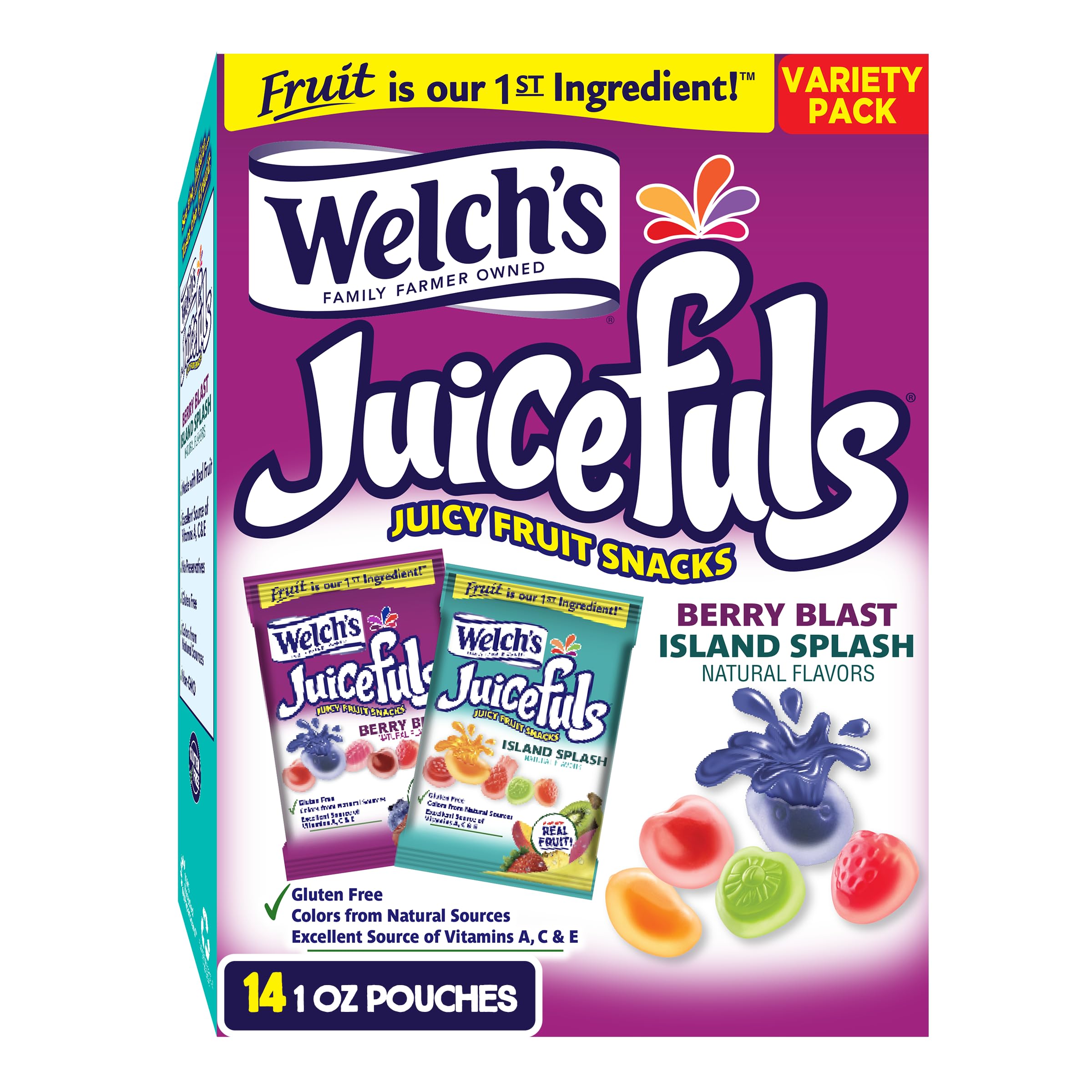 Welch's Fruit Snacks, Berry Blast & Island Splash - Bulk Pack (14 Pack) for School Lunches & Snacks