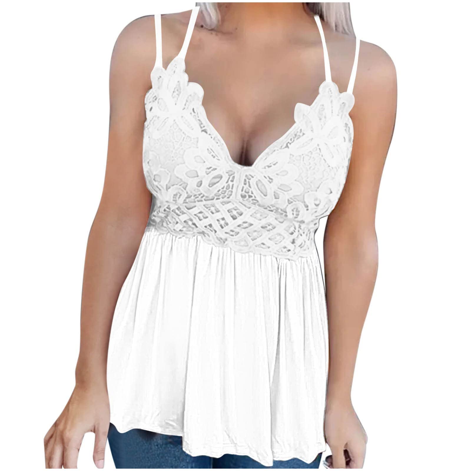 Trendy Women's Fashion Lace Patchwork Printed Vest - Sleeveless Blouse with Suspenders & Camisole Tee for Casual Wear, Summer Outfits & Layering Styles