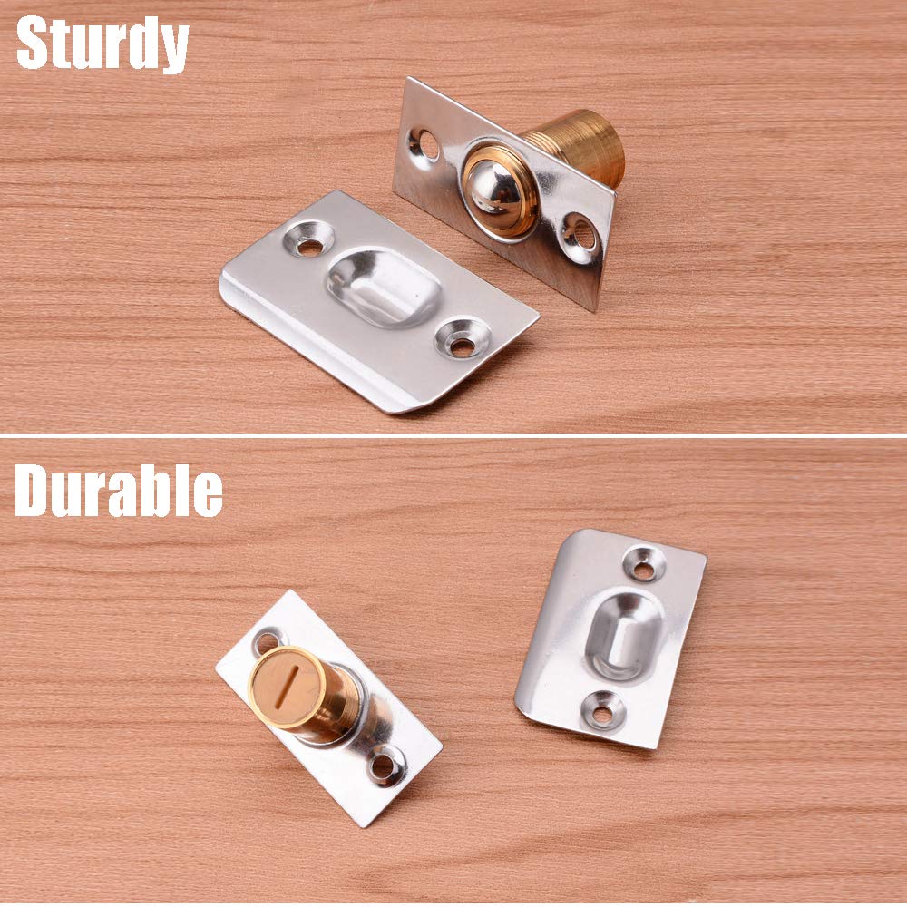 Stainless Steel Adjustable Door Ball Catch 4 Pack - Brushed Satin Finish for Closet, Cabinet & Kitchen Doors | Secure & Smooth Closing Hardware | Perfect for Home, Office & RV Use