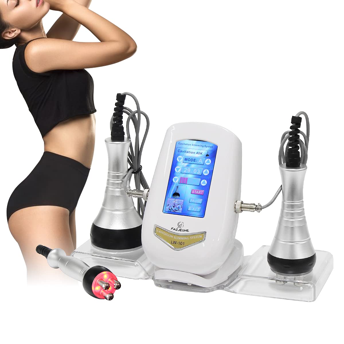FAZJEUNE 3-in-1 Beauty Machine for Face & Body - 40K Tri-Polar RF Skin Tightening, Lifting & Massage Device for Face, Hips, Legs & Waist | At-Home Skin Care & Anti-Aging Solution