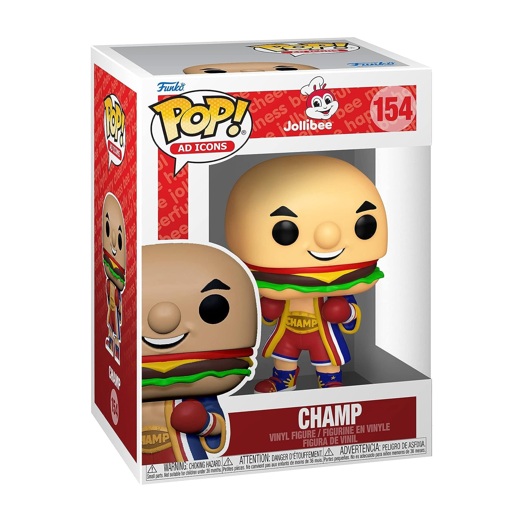 Funko Pop! Vinyl Figure - Jollibee Champ Ad Icons Collectible [154] | Fast Food Mascot for Display & Gift Giving