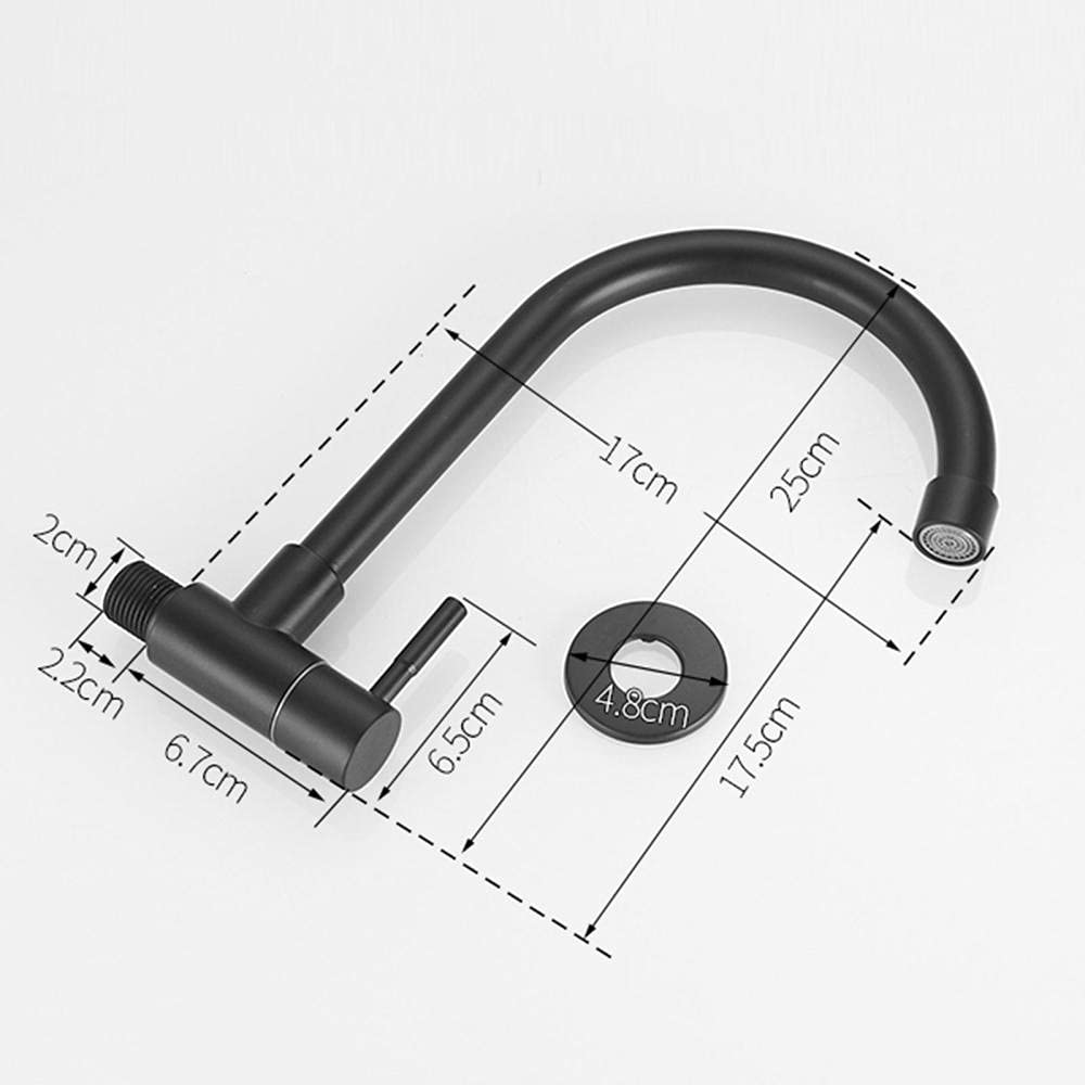 Black Stainless Steel Wall-Mounted Cold Water Faucet for Kitchen & Pool Washing - Perfect for Outdoor Sinks, RV Camping, and Garden Use