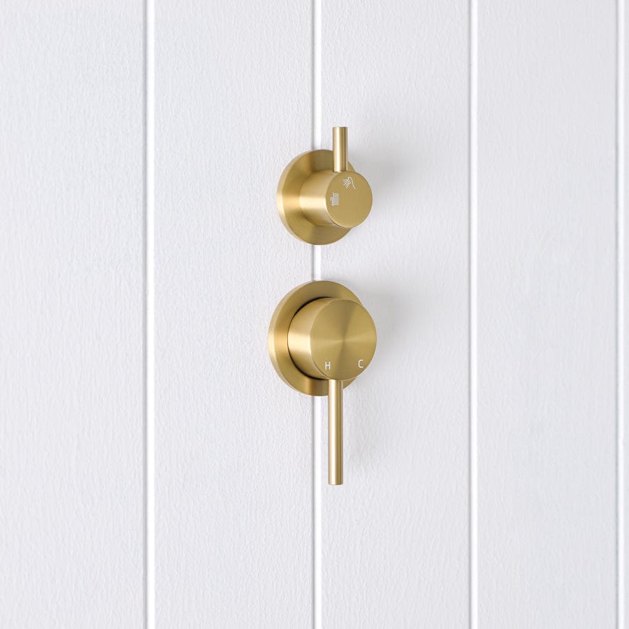 Sydney Shower Diverter and Mixer in Brushed Brass Finish - Perfect for Bathroom Renovation and Modern Home Decor