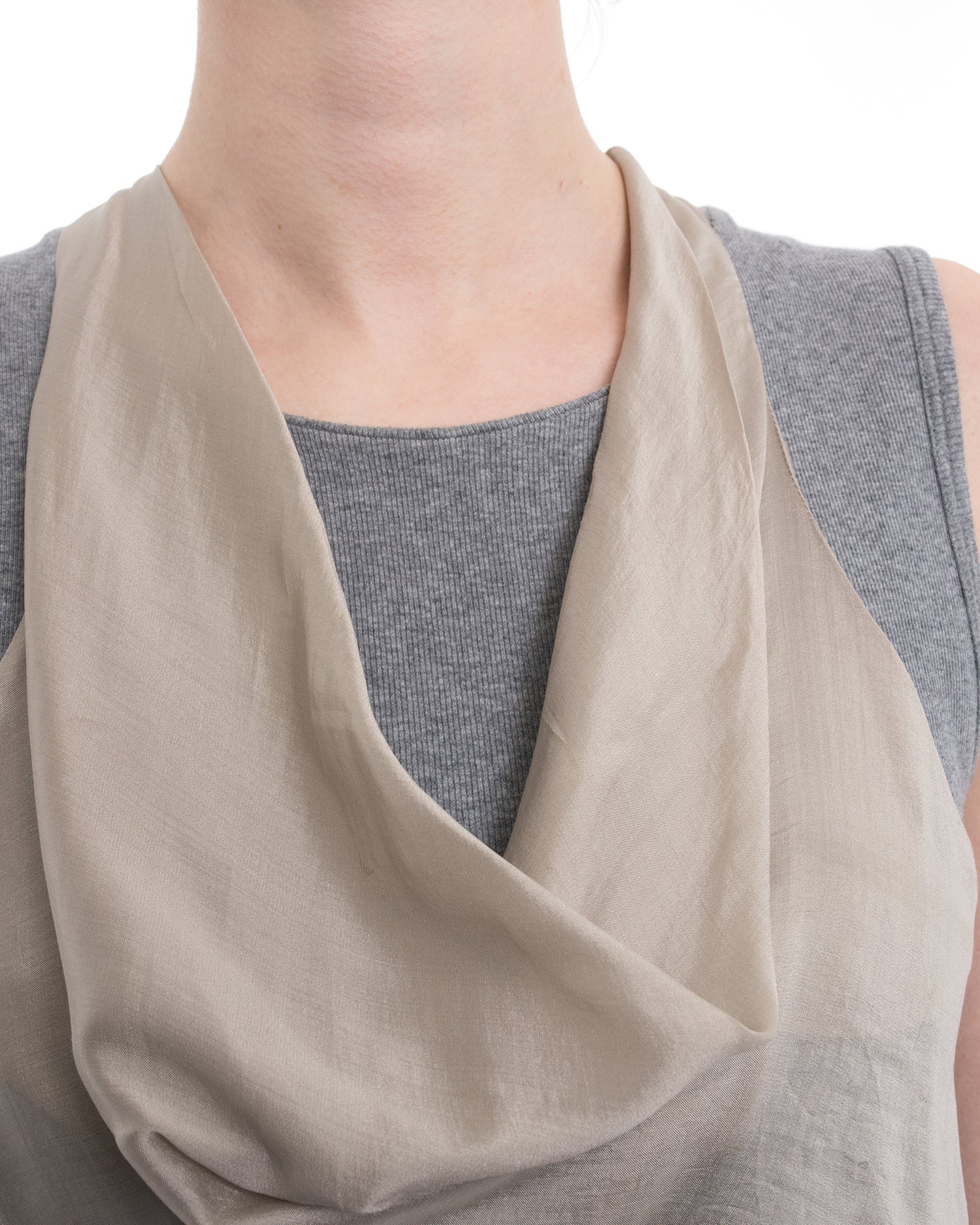 Brunello Cucinelli Grey Silk Overlay Tank Top for Women - Luxury Casual Wear for Summer Outings & Beach Vacations
