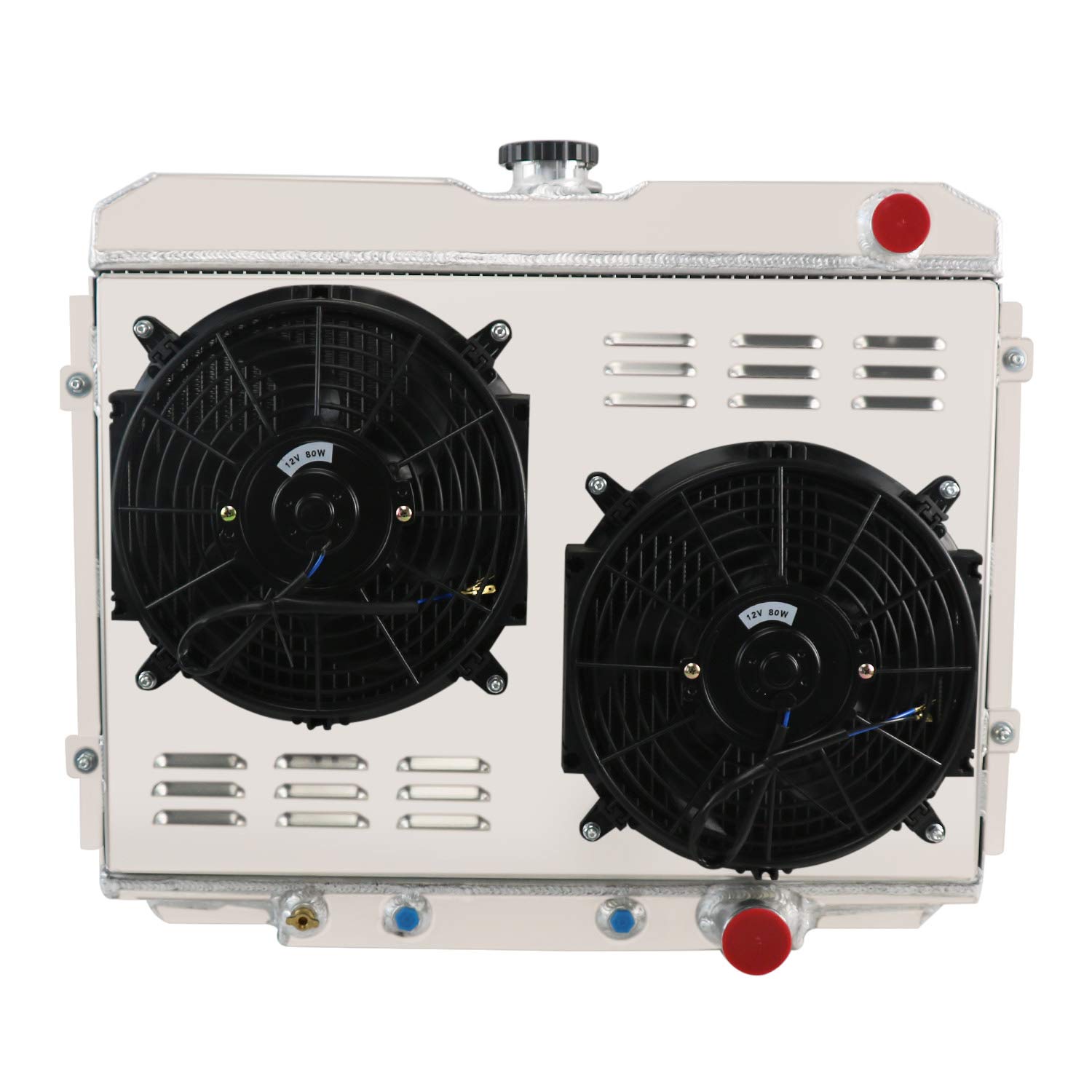 ALLOYWORKS 3 Row Aluminum Radiator with Shroud, Dual 12