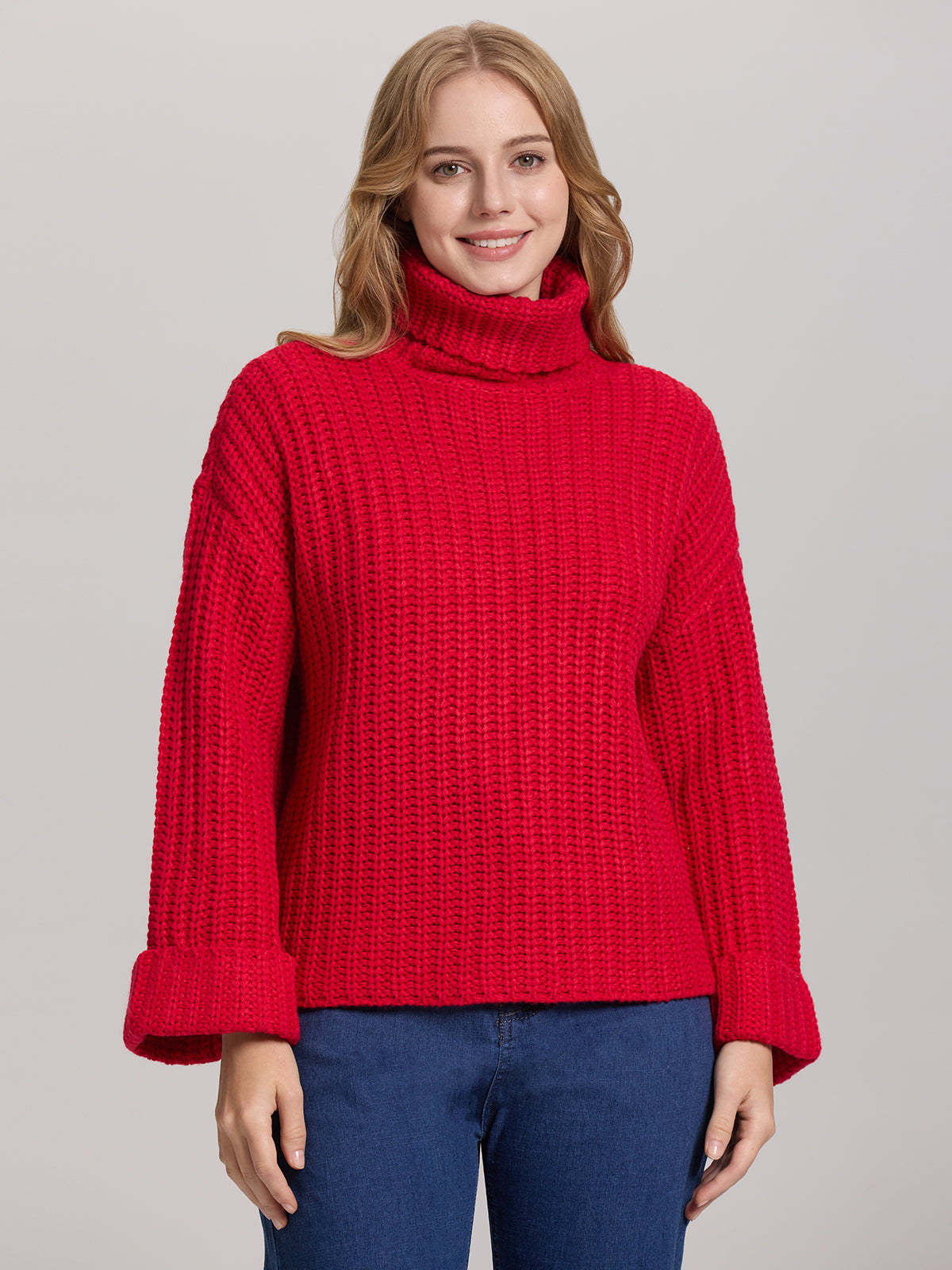 Vida Women's Turtleneck Sweater Pullover - Soft Knit Winter Warm Long Sleeve Shaker Stitch Top for Casual Outfits & Office Wear