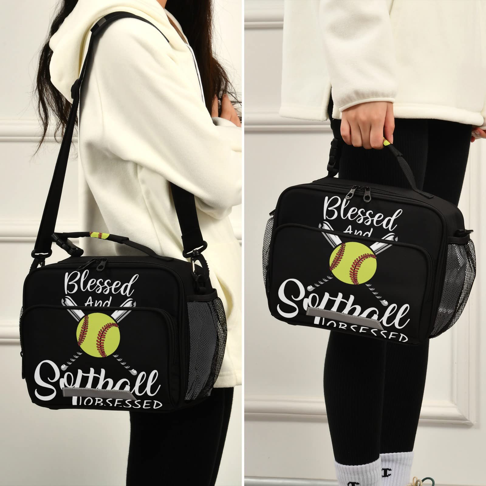 **Insulated Softball Baseball Lunch Bag - Leakproof Cooler Lunch Tote for Men, Women & Kids - Perfect for School, Work, Picnics & Sports Games**