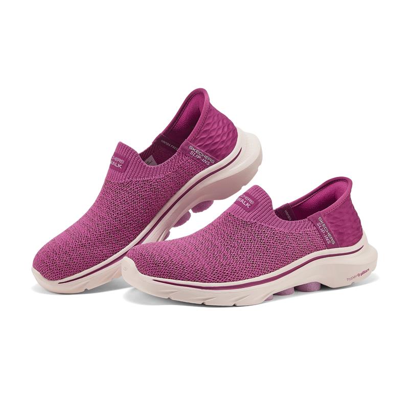 Skechers Women's Go Walk 7 Slip-On Sneakers - Comfortable Walking Shoes for Women, Lightweight & Breathable, Plum Color - Perfect for Walking, Travel & Everyday Wear