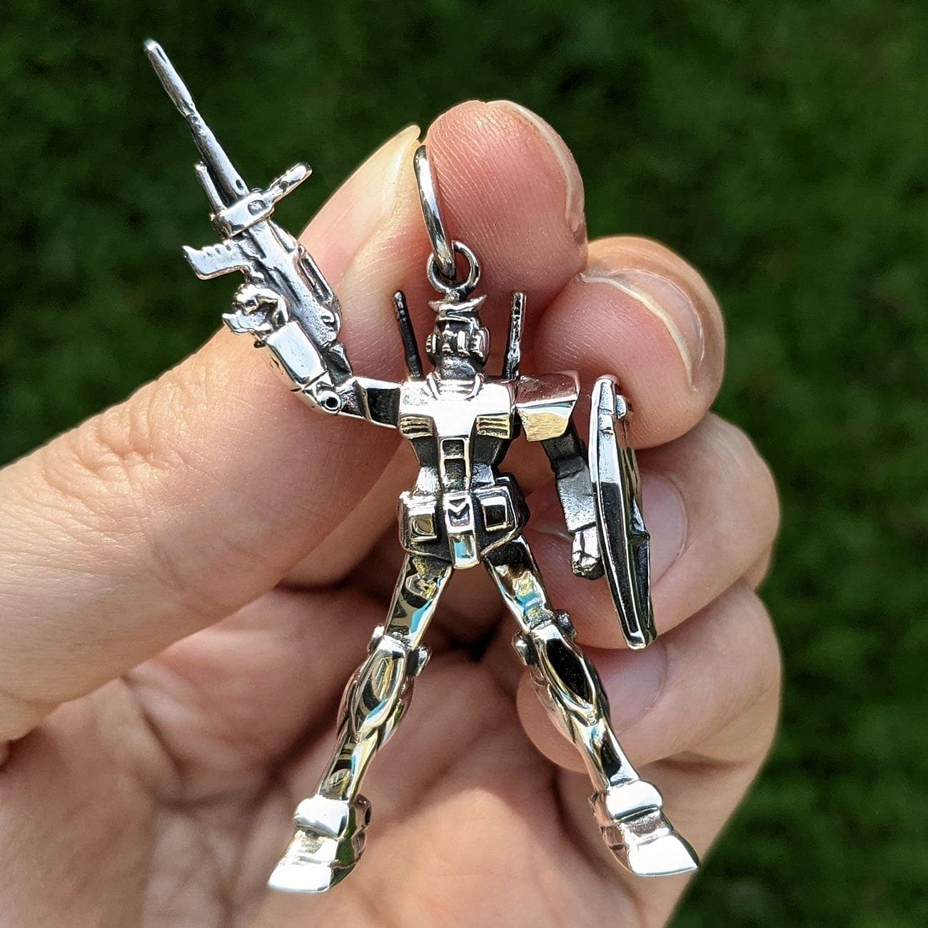 Gundam Anime Sterling Silver Pendant Necklace - Japanese Mecha Robot Jewelry for Men & Women - Perfect Gift for Anime Fans & Cosplay Enthusiasts