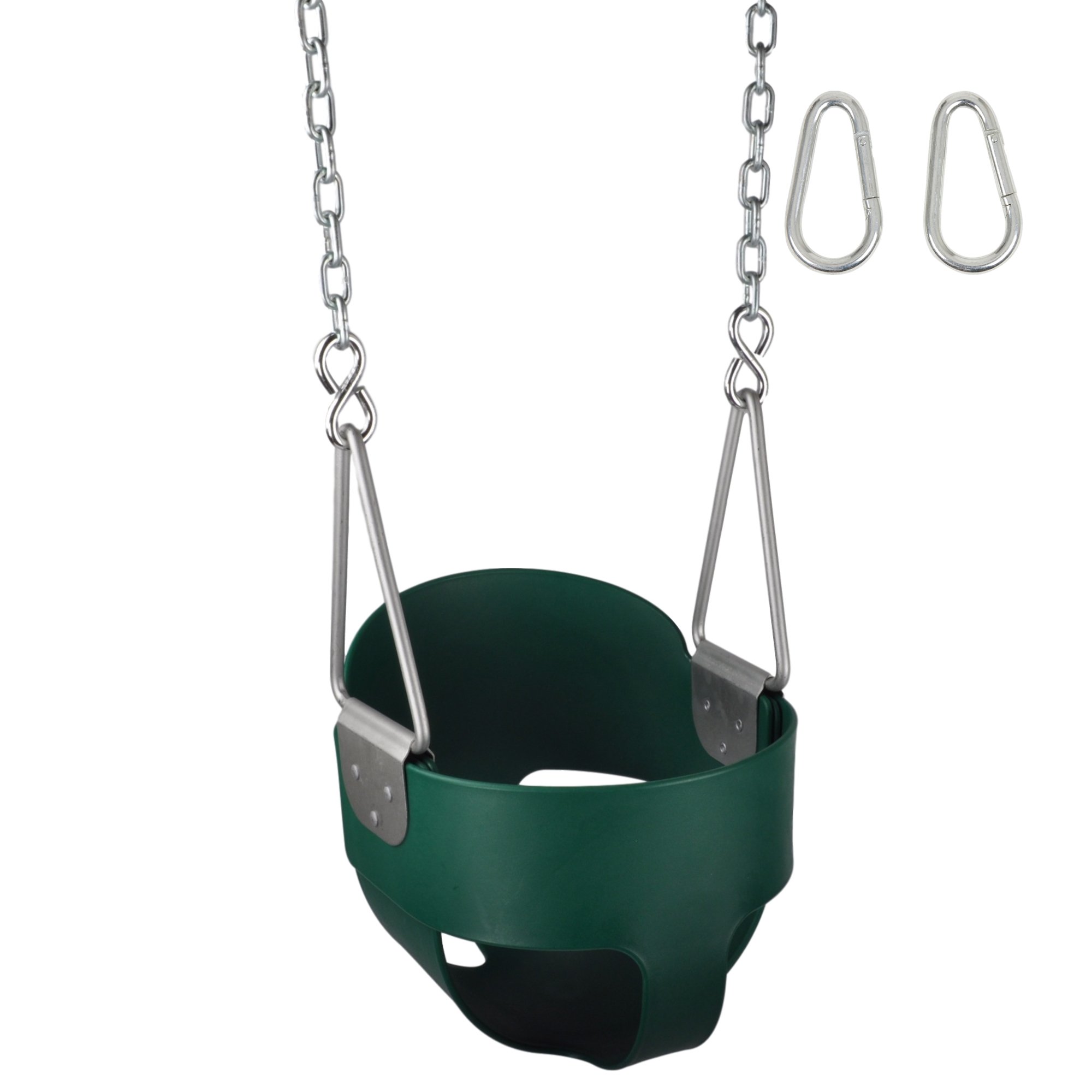 Premium Green Highback Full Bucket Swing Seat with Durable Chains & Hooks - Outdoor Playground Equipment for Kids Backyard, Park & School Play Areas