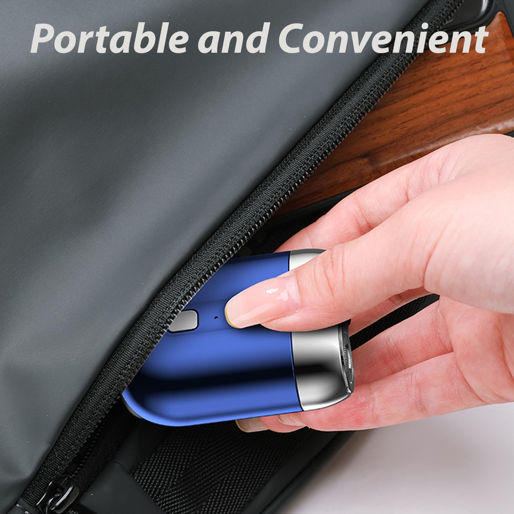 Mini Dual-Head Electric Shaver - Portable & Washable Travel Razor for Men | Compact Pocket-Size Beard Trimmer with 2 Heads | Perfect for Home, Office & Travel Grooming (Blue)