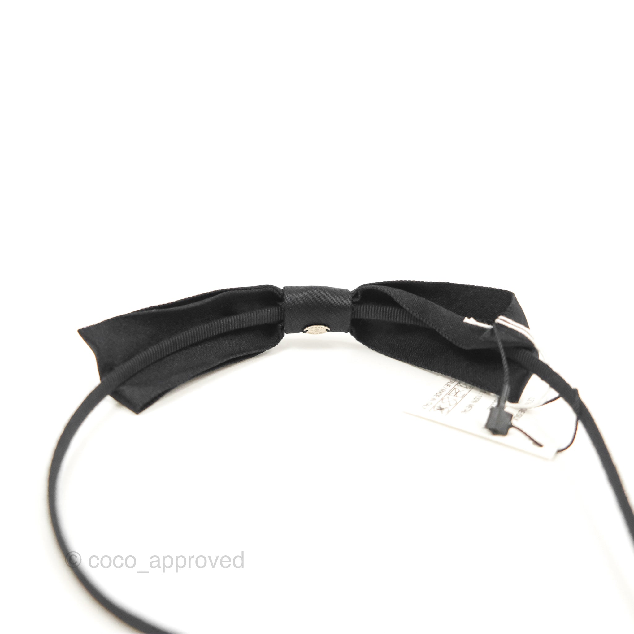 Chanel CC Silk Ribbon Bow Hair Band Black 23P - Elegant Hair Accessory for Women | Perfect for Weddings, Parties & Special Occasions