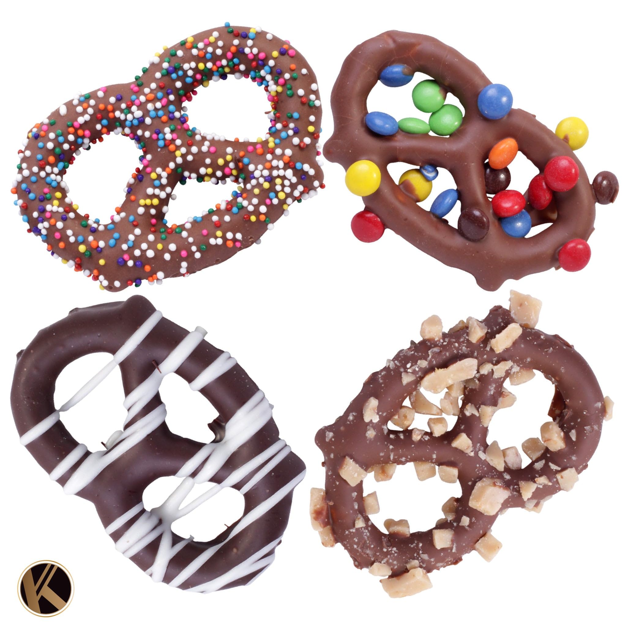 KREMERY Creamy Chocolate Covered Pretzel Twists Gift Basket - 12 Assorted Toppings Easter Treats in Sectional Box | Kosher Dairy, Made in USA | Perfect for Holiday Gifting, Party Favors & Sweet Snacks