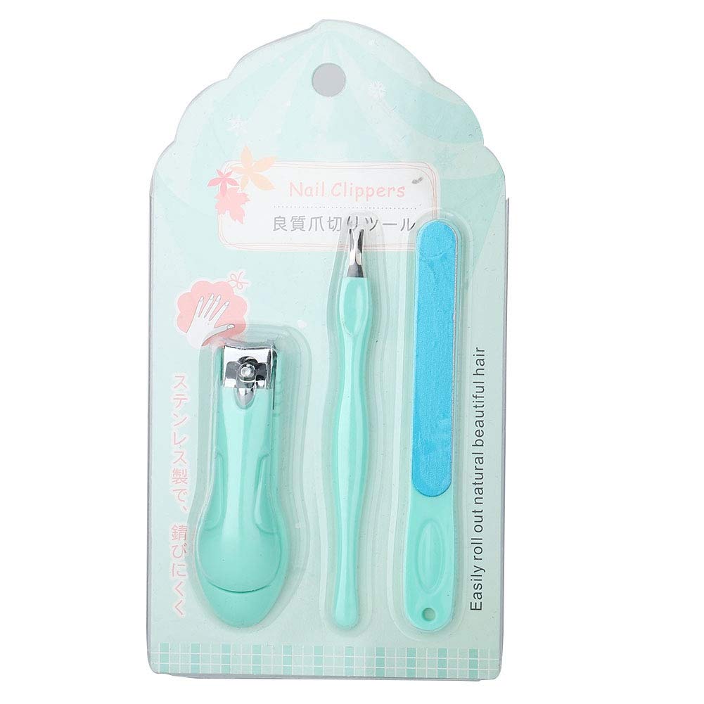 3Pcs Stainless Steel Nail Clipper Set with Nail File - Professional Manicure & Pedicure Tool for Toenail Trimming (Green) | Perfect for Home, Travel & Salon Use