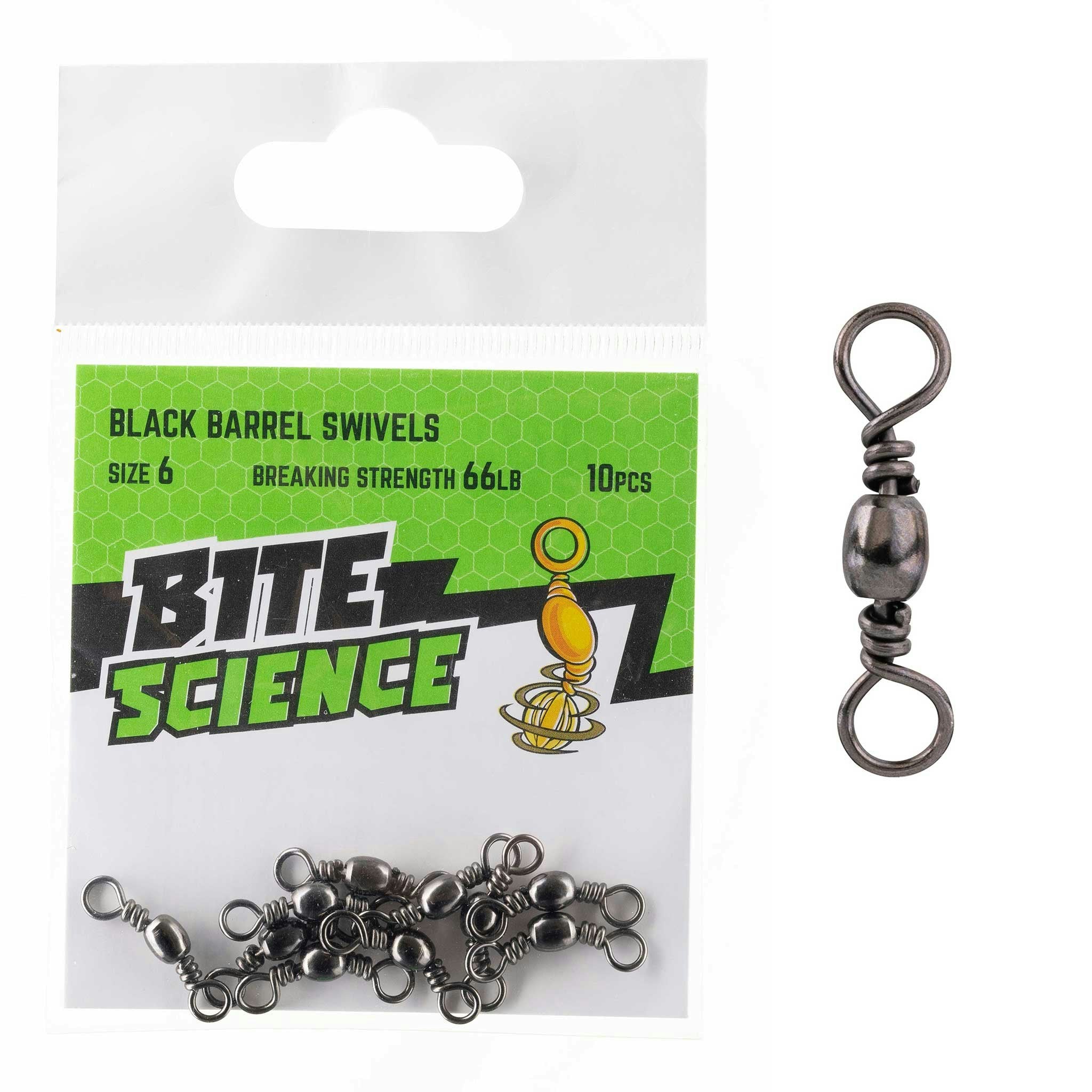 Bite Science Swivels Black Barrel - High-Quality Fishing Swivel for Saltwater & Freshwater - Perfect for Lure Fishing, Trolling & Offshore Angling