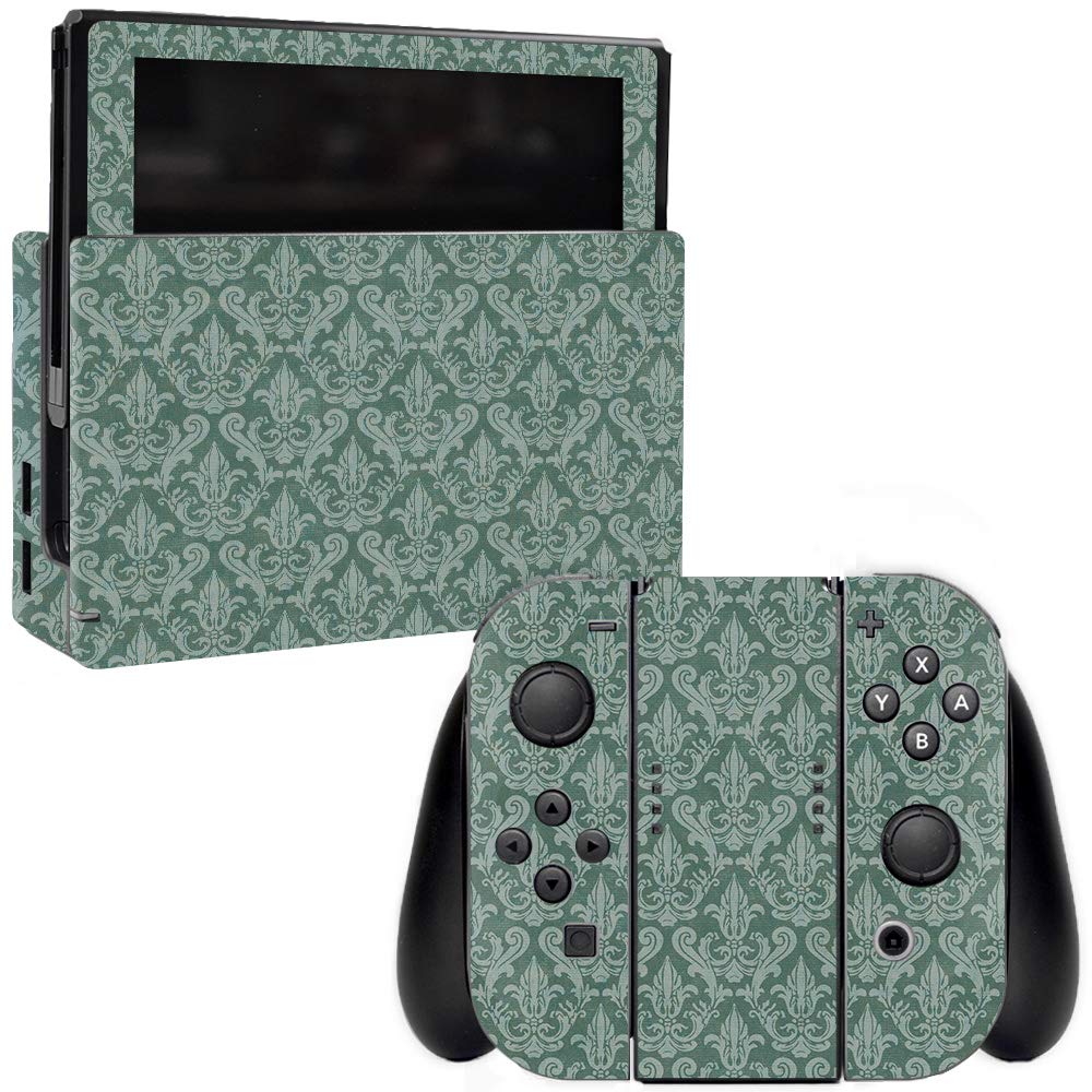 MightySkins Vinyl Decal Wrap Cover for Nintendo Switch - Teal Damask Design | Protective & Durable Skin | Easy to Apply & Remove | Made in USA | Perfect for Gaming, Travel & Customization
