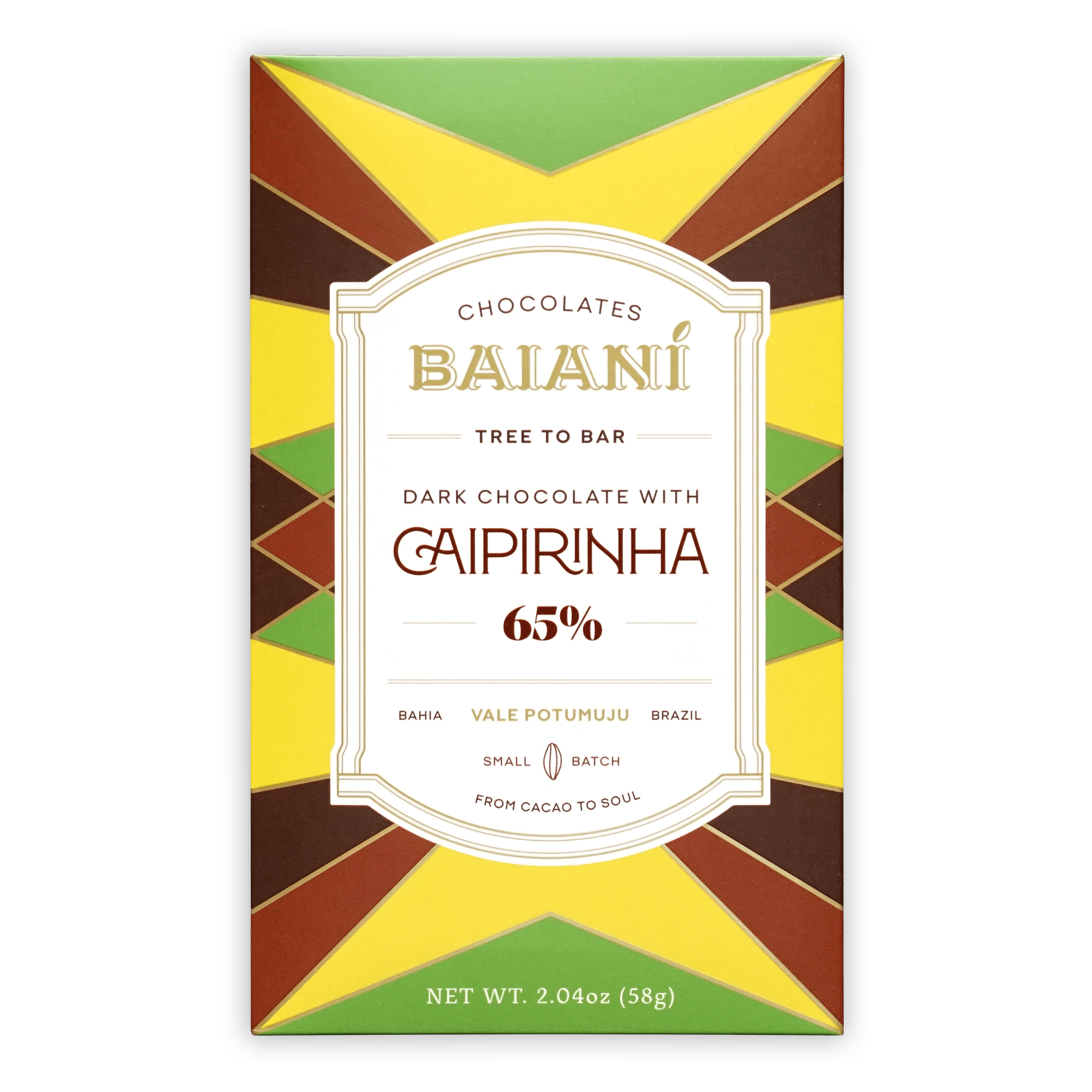 Baiani Dark Chocolate with Caipirinha 65% Cacao - Brazilian Cachaça & Lime Zest Infused Premium Chocolate Bar - Perfect for Gifts, Desserts & Cocktail Pairings