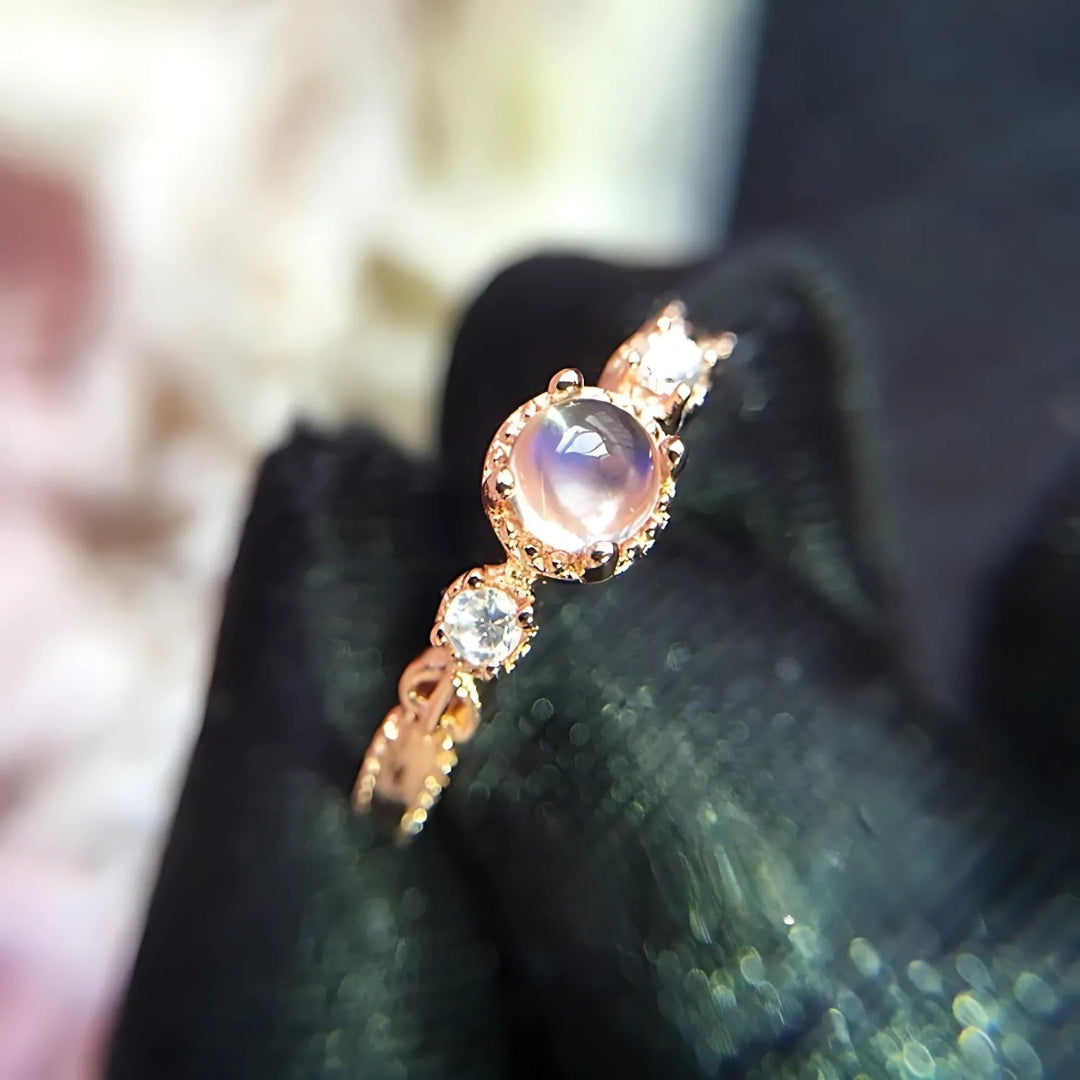 18K Gold Sterling Silver Moonstone Gemstone Ring for Women – Elegant Handmade Jewelry for Engagement, Wedding & Special Occasions | FME R242
