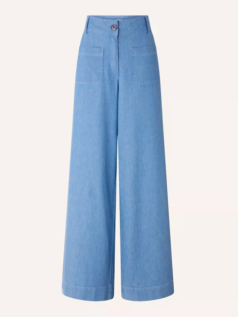 Sessun Manhatti Trousers in Provencia Blue - Stylish Women's High-Waisted Pants for Work, Office & Casual Wear