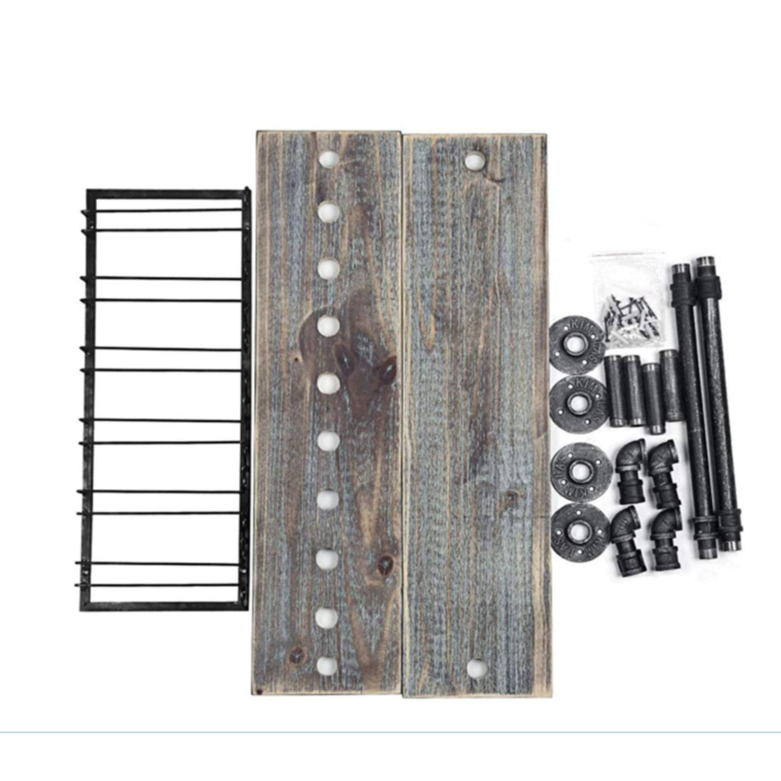 Industrial Rustic Wall Mounted Wine Rack - Metal & Wood Liquor Bottle Storage Holder - Floating Shelf for Home Decor - Perfect for Kitchen, Bar, Dining Room & Living Room Display