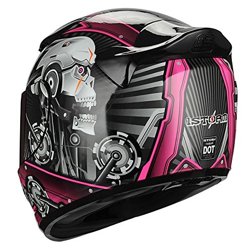 1Storm Motorcycle Full Face Helmet with Mechanic Skull Design - DOT Certified for Safety - Lightweight & Comfortable for Long Rides - Perfect for Street Bikes, Cruisers & Touring - HJDJ11 Model
