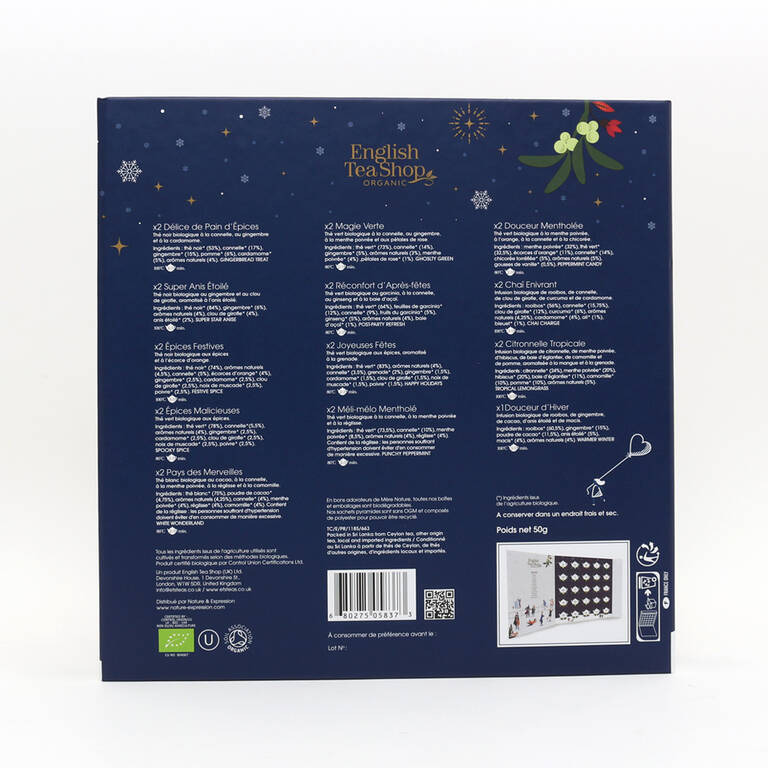 Christmas 2024 English Tea Shop Book-Style Advent Calendar - 24 Days of Premium Tea Bags for Holiday Countdown & Cozy Winter Evenings