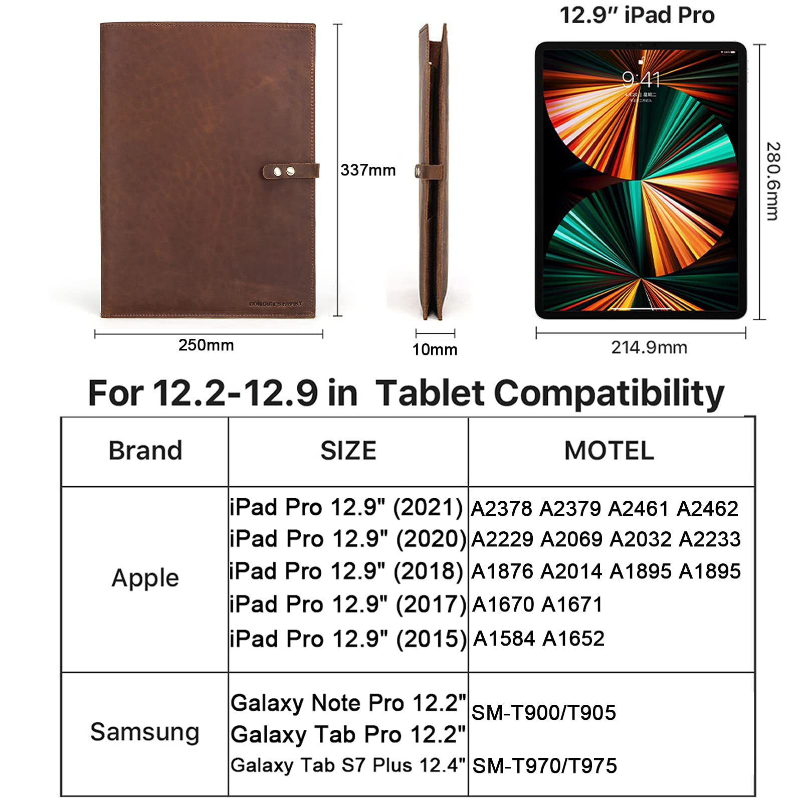 Premium A4 Leather Conference Folder - Professional Business Organizer with Tablet Holder (Fits 12.2-12.9 inch) - Elegant Padfolio for Office Meetings & Corporate Presentations - Perfect for Executives, Lawyers and Business Professionals