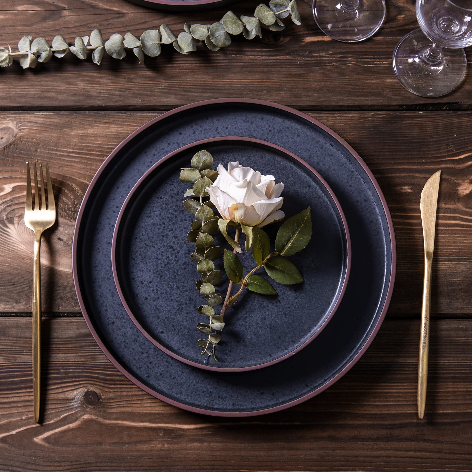 Premium 6-Piece Ceramic Dinnerware Set - Durable Stoneware Plates & Bowls, Chip & Crack Resistant | Oven, Microwave & Dishwasher Safe | Elegant Ashen Color | Perfect for Family Dinners, Entertaining Guests & Everyday Use
