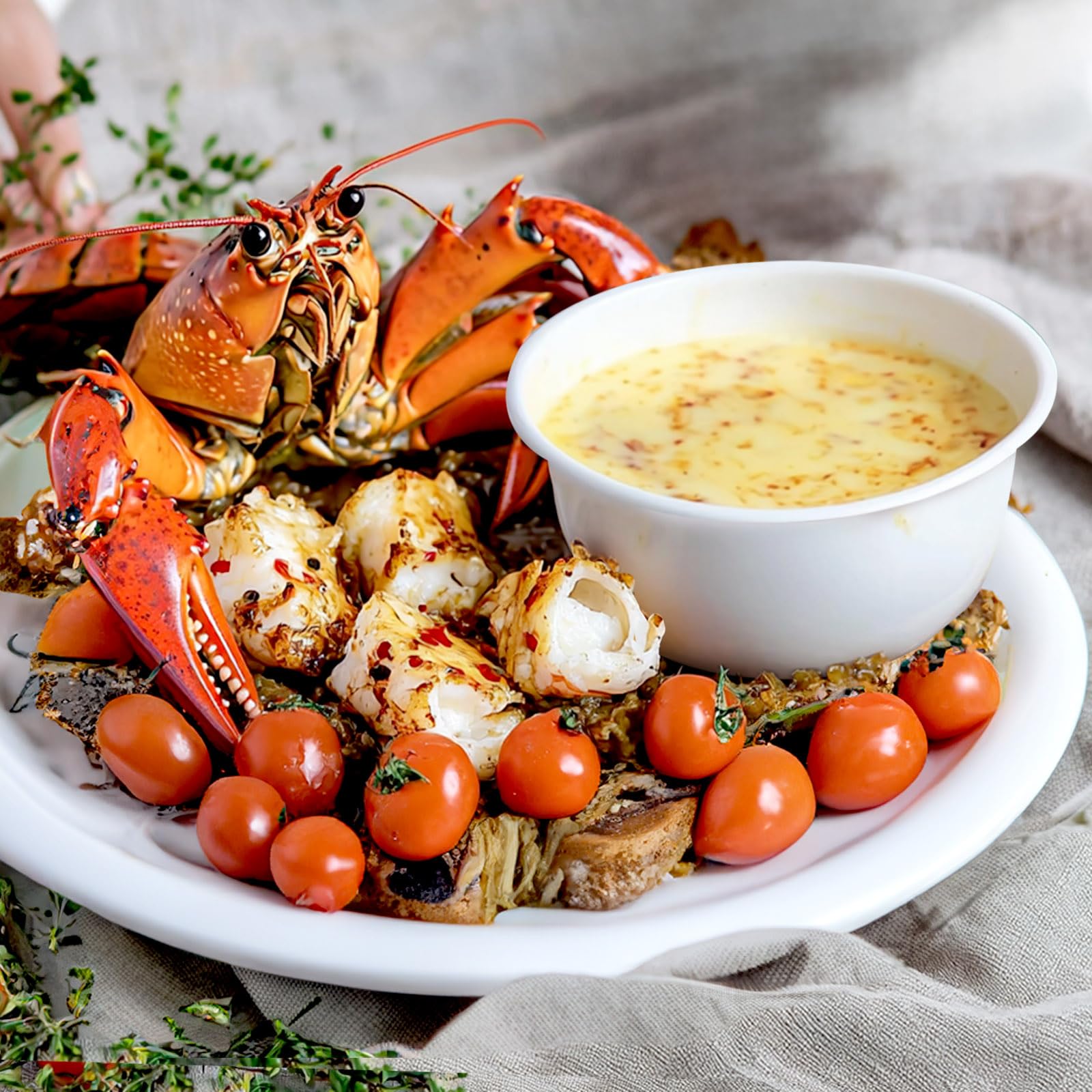 4-Piece Ceramic Butter Warmer Set for Seafood, Chocolate & Cheese - Includes Tealight Candles - Dishwasher Safe - Perfect for Fondue Parties, Lobster Dinners & Dessert Making