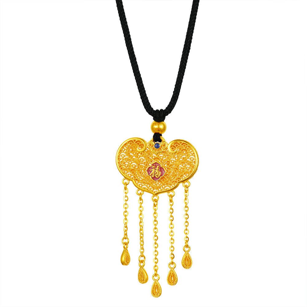 24K Gold Pendant Necklace for Women - 18