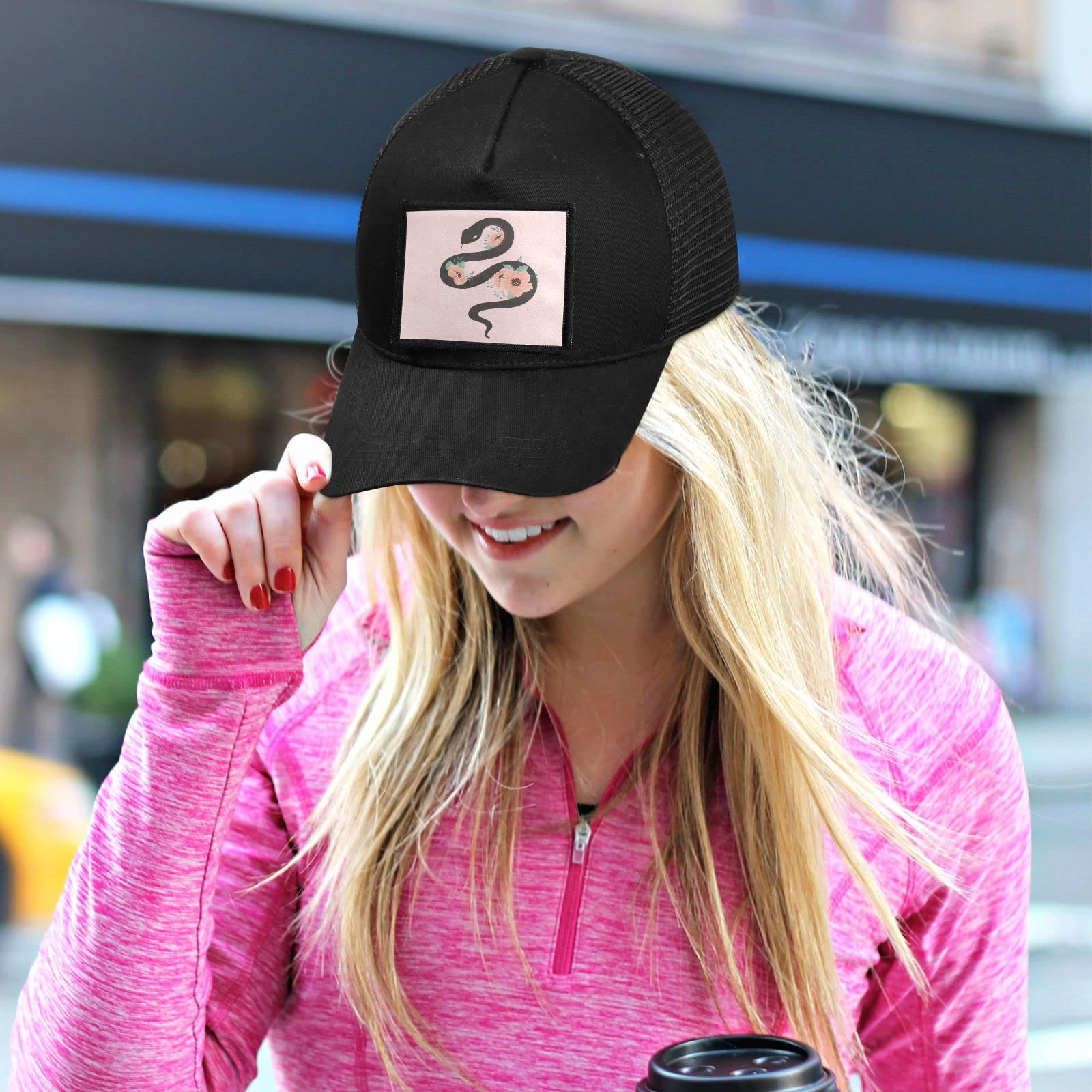 Hand Drawn Snake Baseball Cap for Men & Women - Low Profile Military Style Army Hat - Unisex Black Fashion Hat for Casual Wear, Outdoor Activities & Street Style