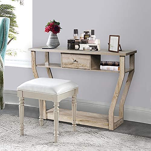 3-Tier Wooden Console Table with Drawer - 47