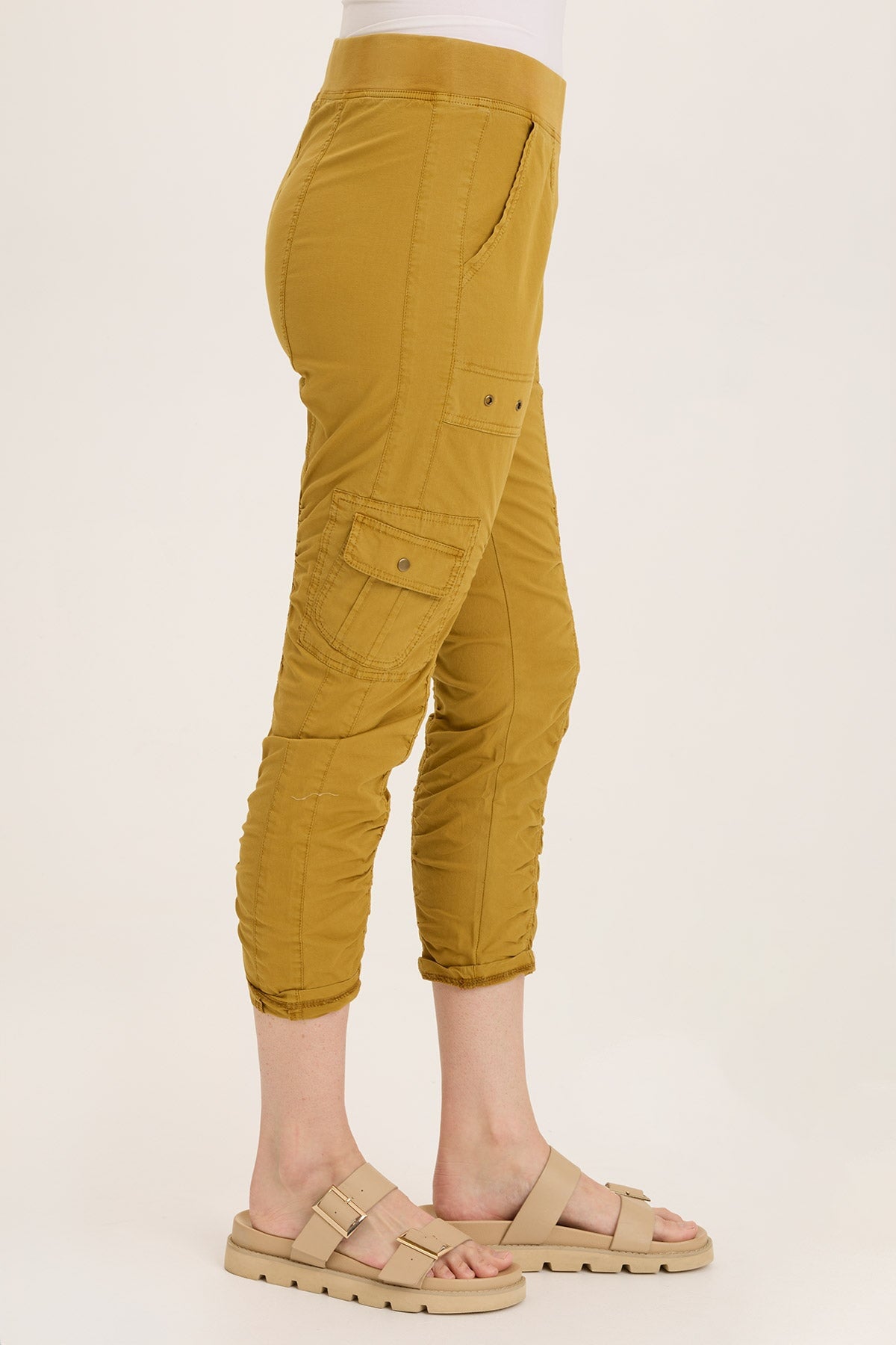 Tilton Stretch Poplin Ruched Skinny Pants for Women - High Waisted Slim Fit Trousers for Work, Office & Casual Wear