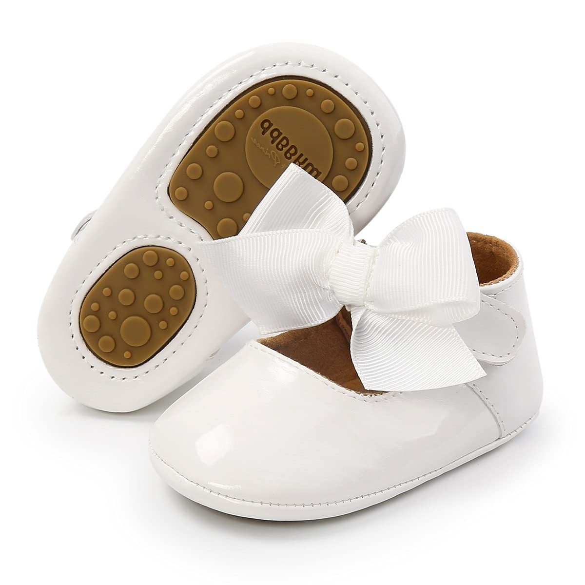 BESIKIM Baby Girls Mary Jane Shoes - Soft Sole Non-Slip First Walker Shoes for Newborn Infant Toddler - Perfect for Crib, Dress Up & Special Occasions