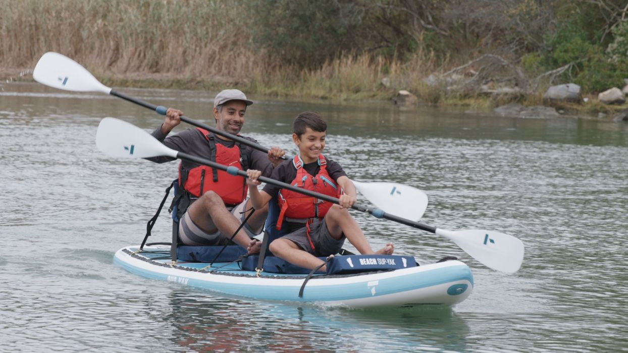 11'6 Inflatable Stand Up Paddle Board & Kayak Combo - Premium SUP with Paddle, Pump, Leash for Beach, Lake, River, Ocean Paddling & Fishing
