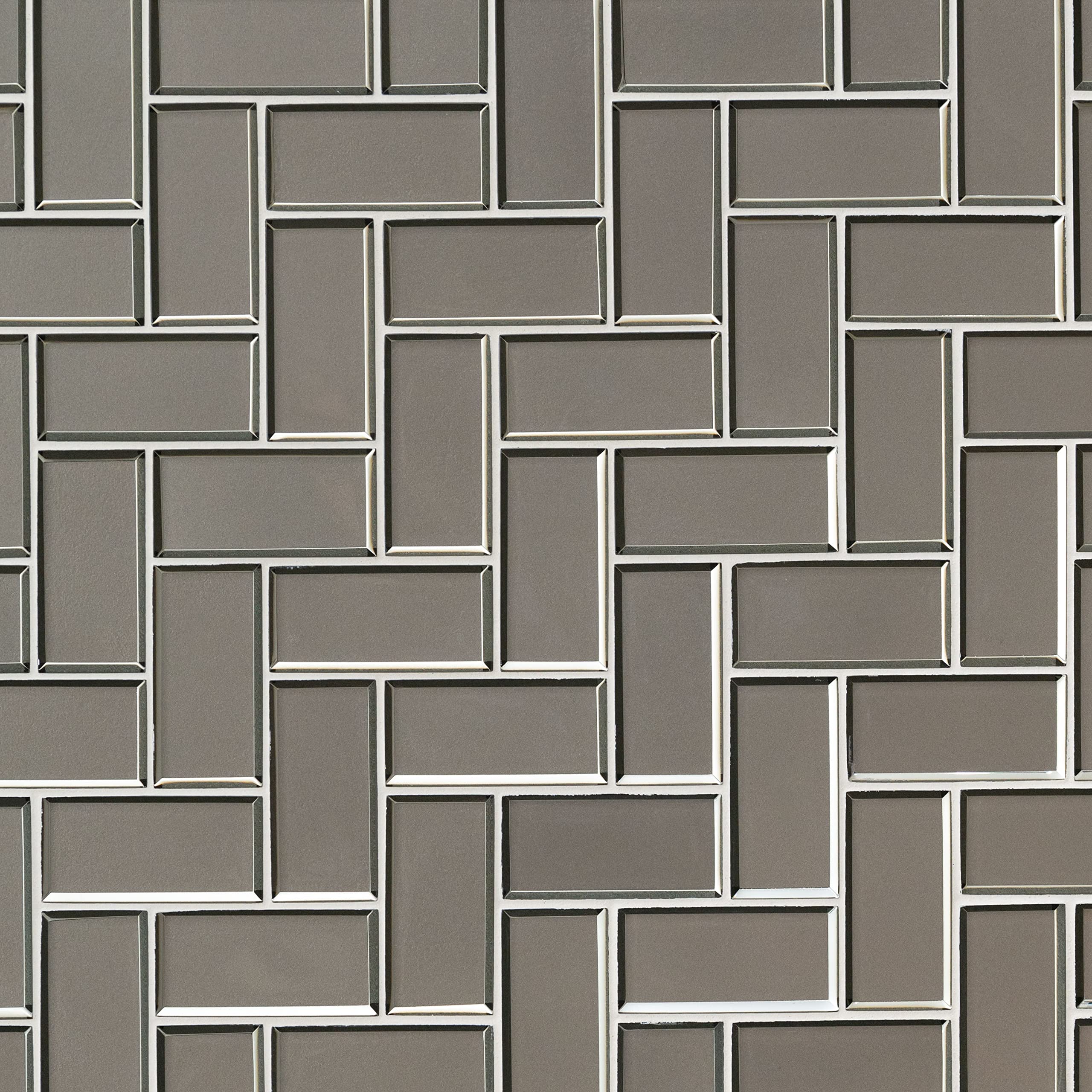 MSI Champagne Bevel Herringbone Glass Mosaic Tile - 13.86