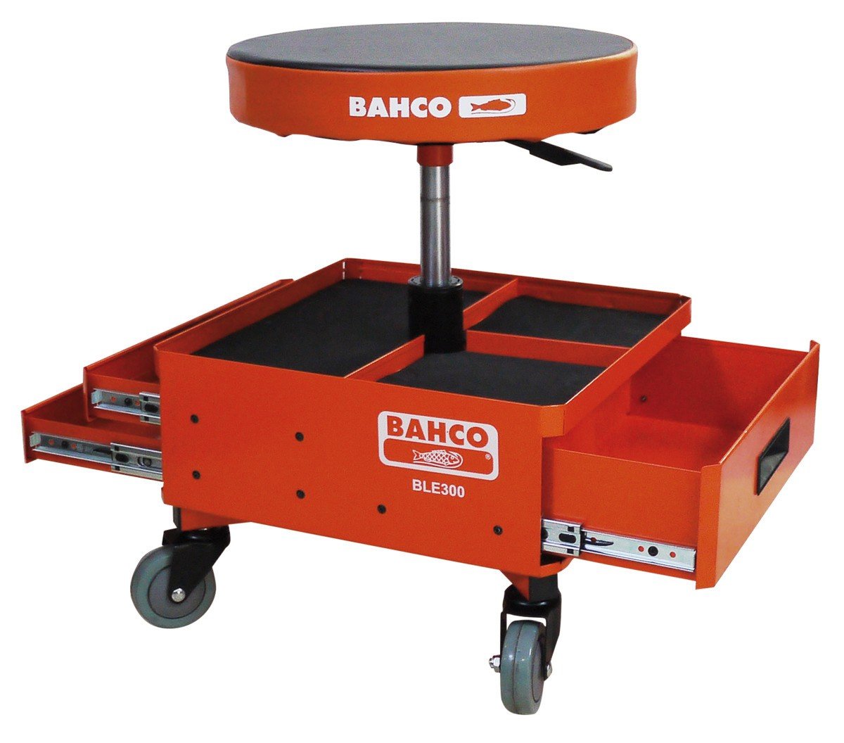 Bahco Adjustable Stool with Storage - Foldable Seat & Hidden Compartment for Home, Office, or Workshop Organization