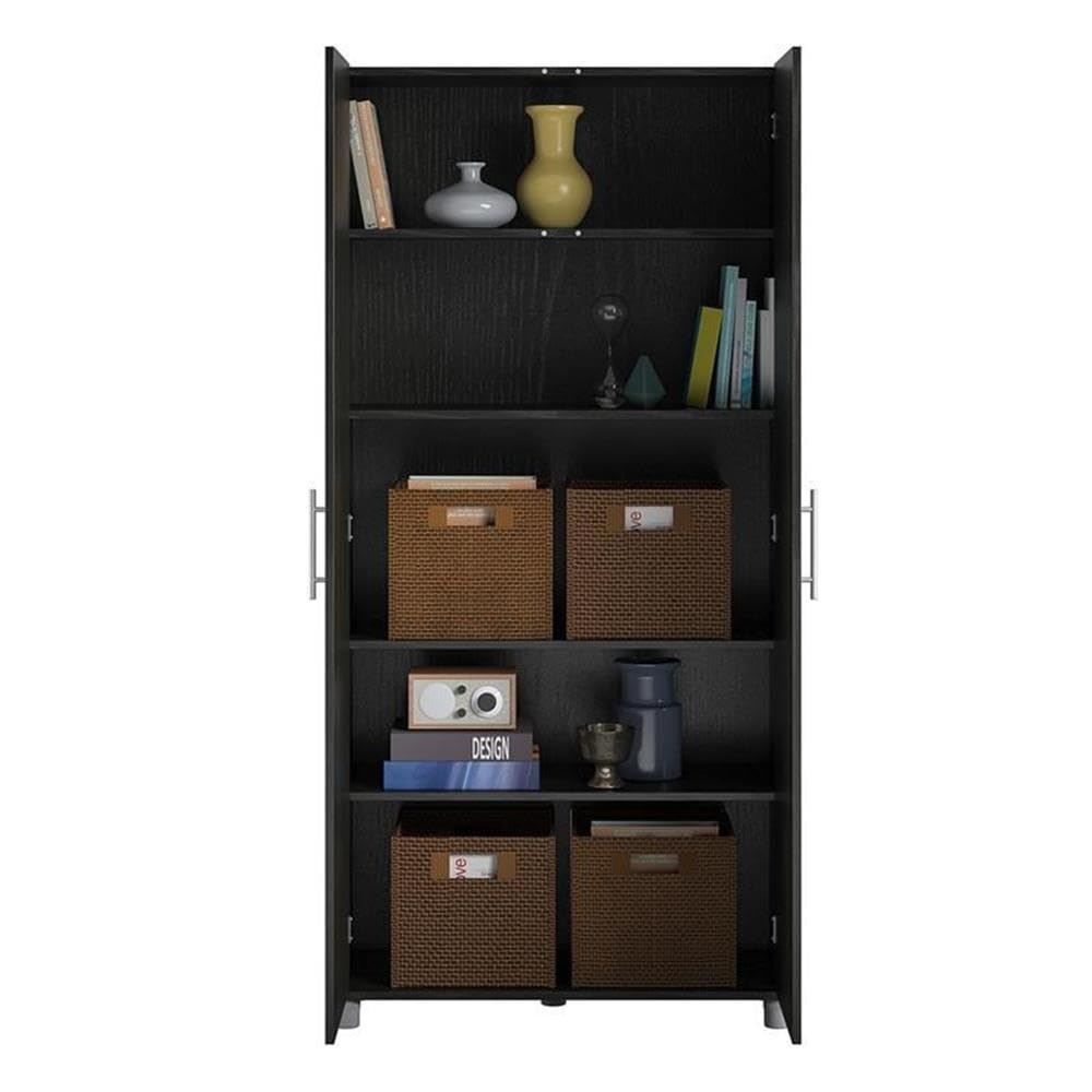 SystemBuild Evolution Camberly 36-Inch Black Oak Storage Cabinet - Organize Home Office, Garage, or Workshop with Durable Shelving Unit