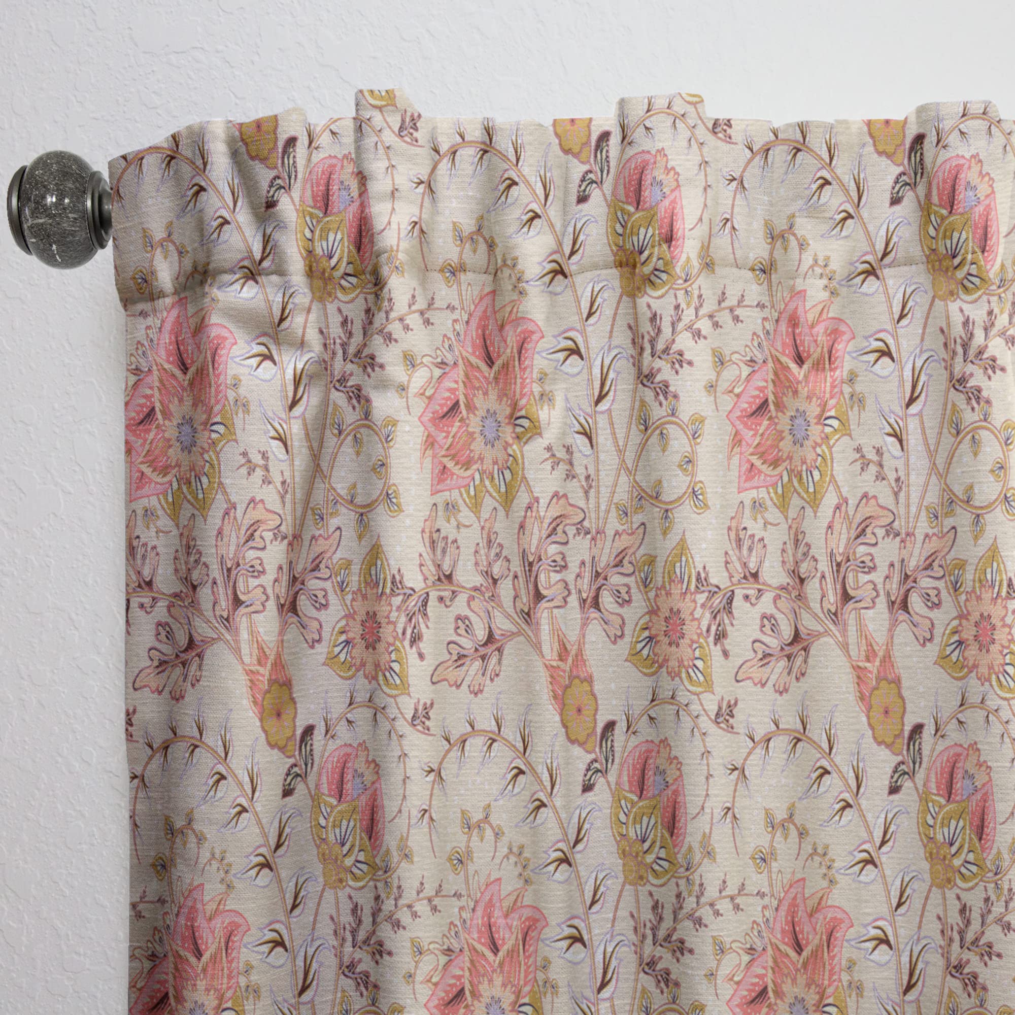 DesignQ 'Oriental Floral Paisley' Thermal Insulated Curtains - 52x84 Inch Single Panel for Bedroom & Living Room - Elegant Window Drapes for Home Decor, Blackout & Energy Saving