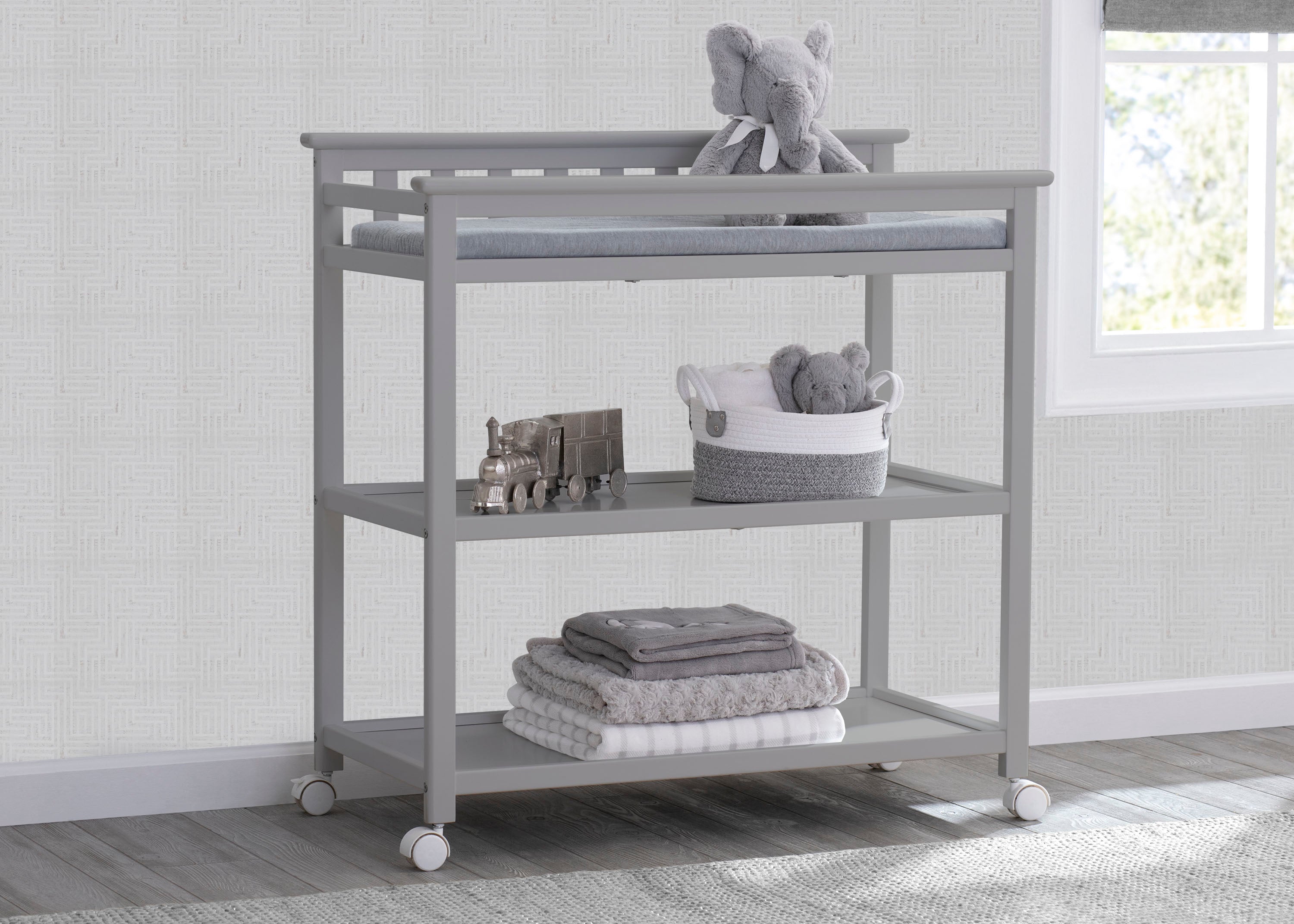 Liberty Changing Table - Baby Dresser with Safety Straps & Storage, White Nursery Furniture for Diaper Changing & Baby Care Essentials Organization