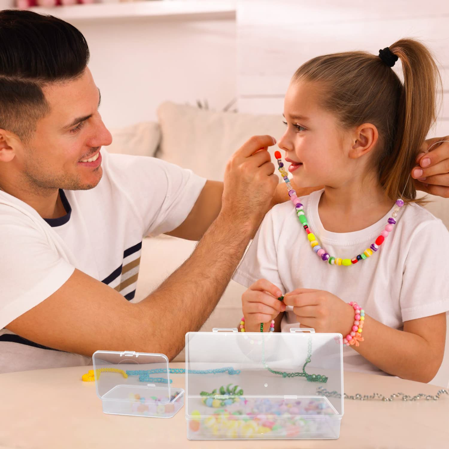 24 Pack Clear Plastic Storage Containers with Hinged Lids - Mini Rectangular Organizer Boxes for Beads, Jewelry, Crafts & Small Items - Perfect for Craft Rooms, Jewelry Making & Home Organization