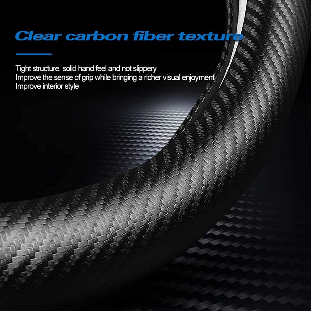 Premium Carbon Fiber & Leather D-Shape Steering Wheel Cover - 15