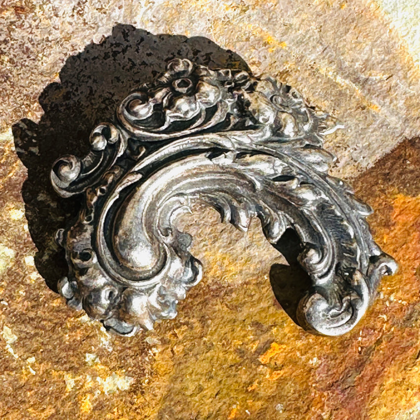Baroque Style Heavy Sterling Silver Brooch Pin - Vintage Elegant Jewelry for Women, Perfect for Weddings, Parties & Special Occasions