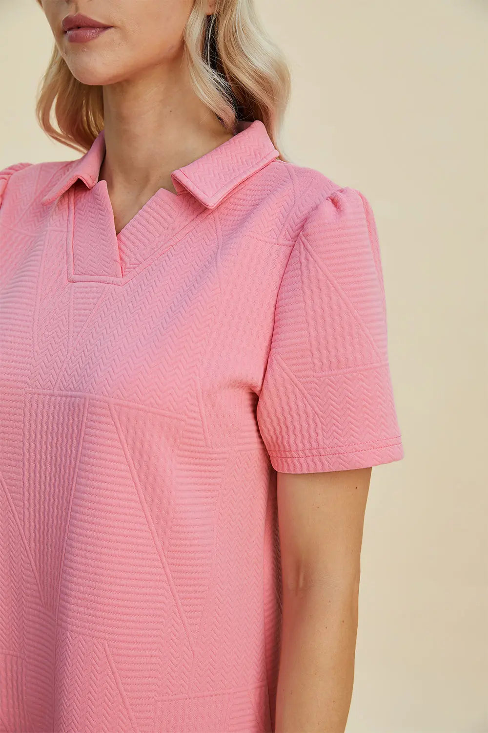 Double Take Full Size Textured Short Sleeve Dress for Women - Casual Summer Flowy Dress for Beach, Vacation & Everyday Wear